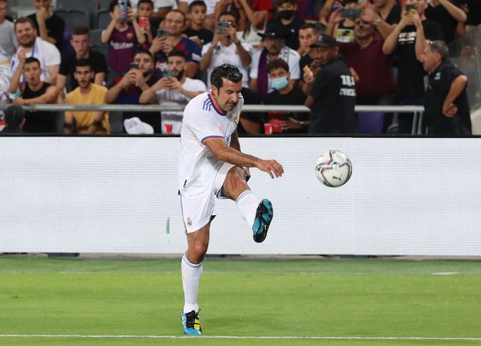 Luis Figo playing for Real Madrid in a testimonial