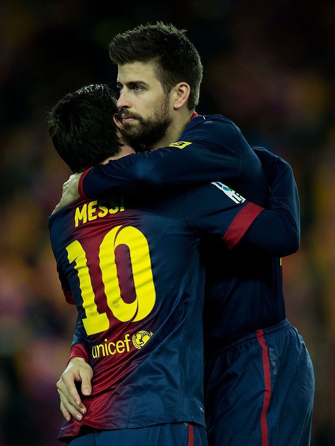 Lionel Messi and Gerard Pique at Barcelona