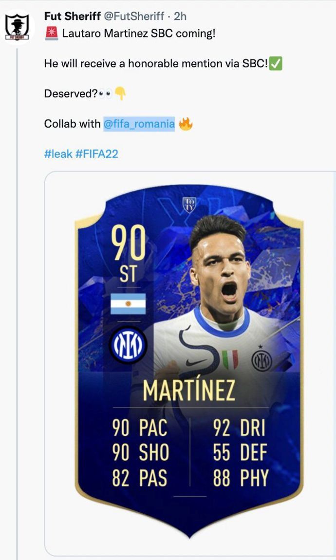Lautaro Martinez FIFA 22 Ultimate Team