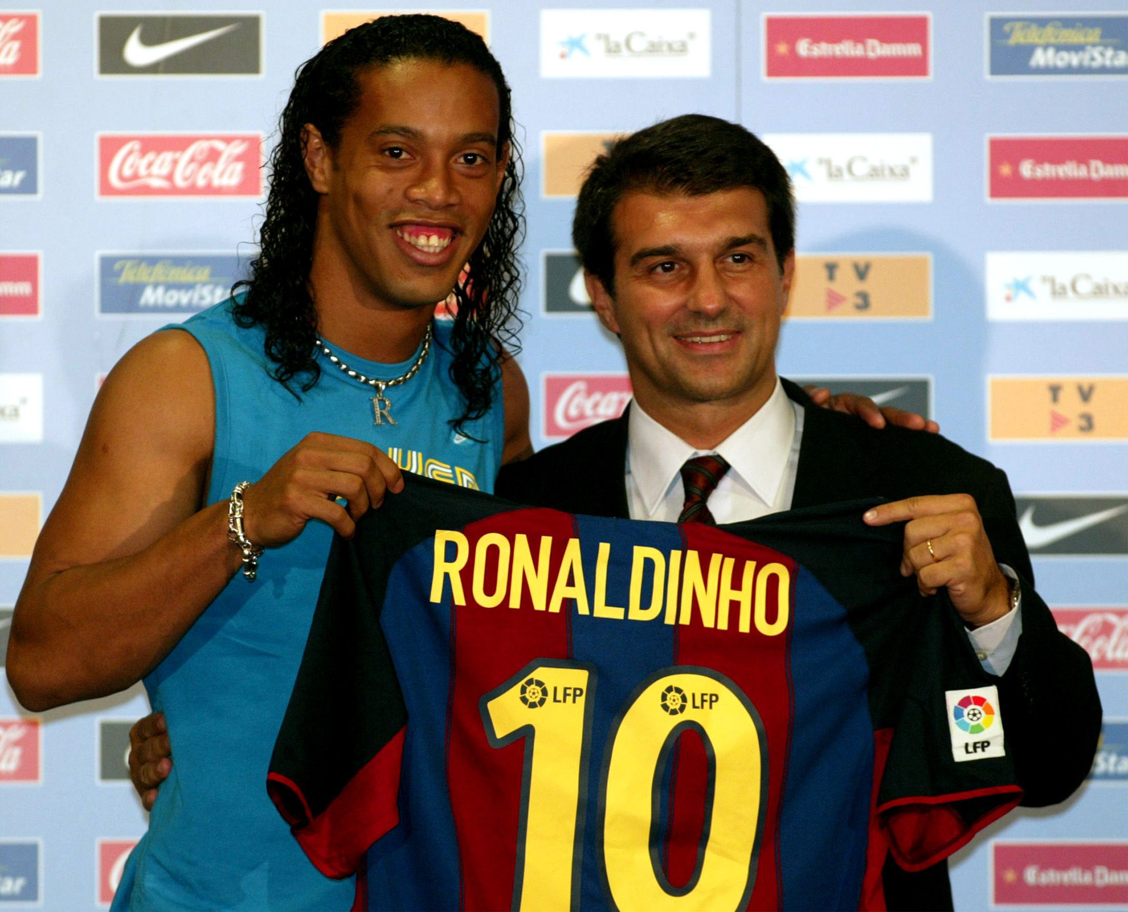 Ronaldinho and Joan Laporta