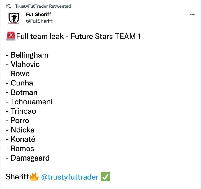 FIFA 22 Future Stars (FUT) Team One Leaked 