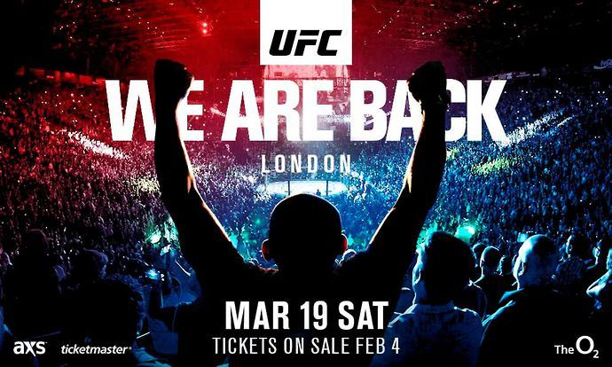 The UFC is back in London on March 19