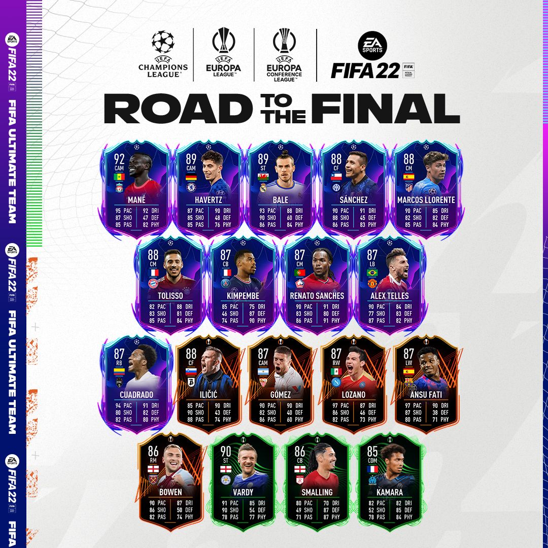 FIFA 22 Road to the Final (RTTF) cards. (Credit: EA)