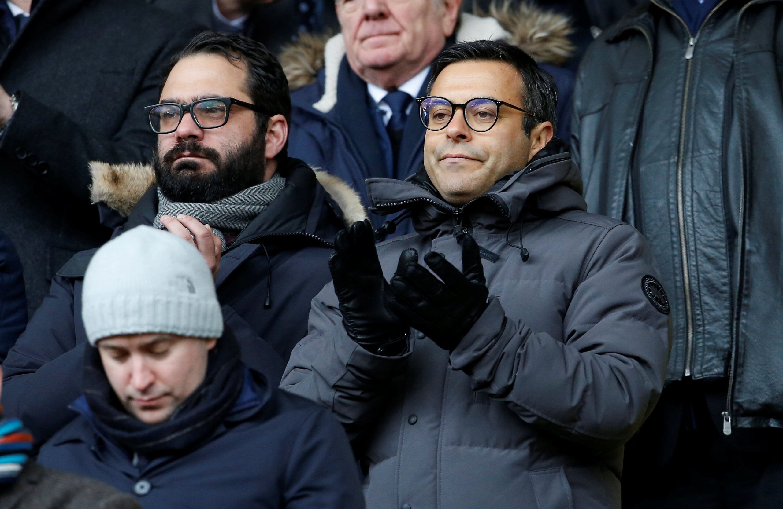 Leeds United chairman Andrea Radrizzani and director of football Victor Orta watching on