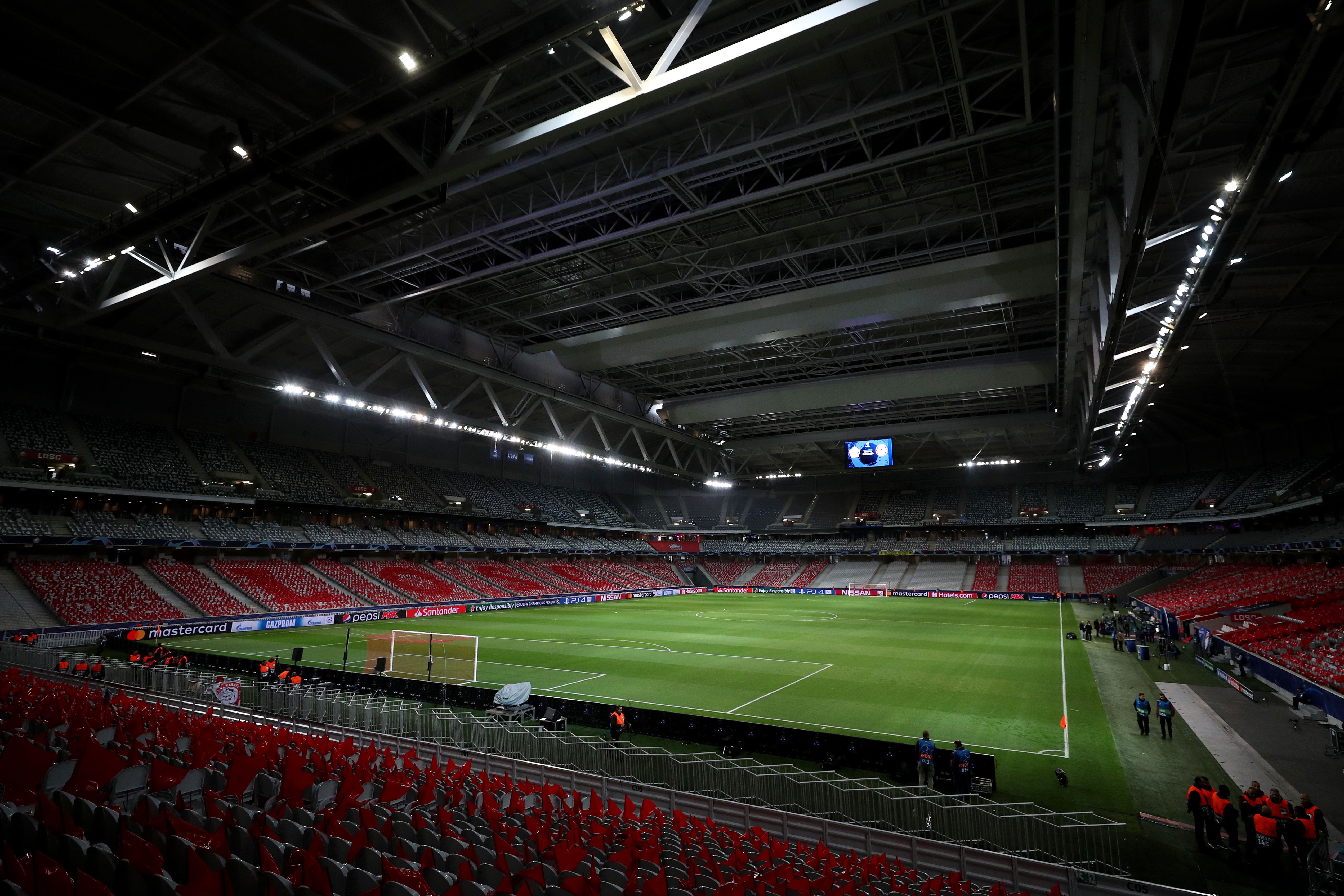 General view inside the stadium prior to the Champions League match between Lille and Chelsea