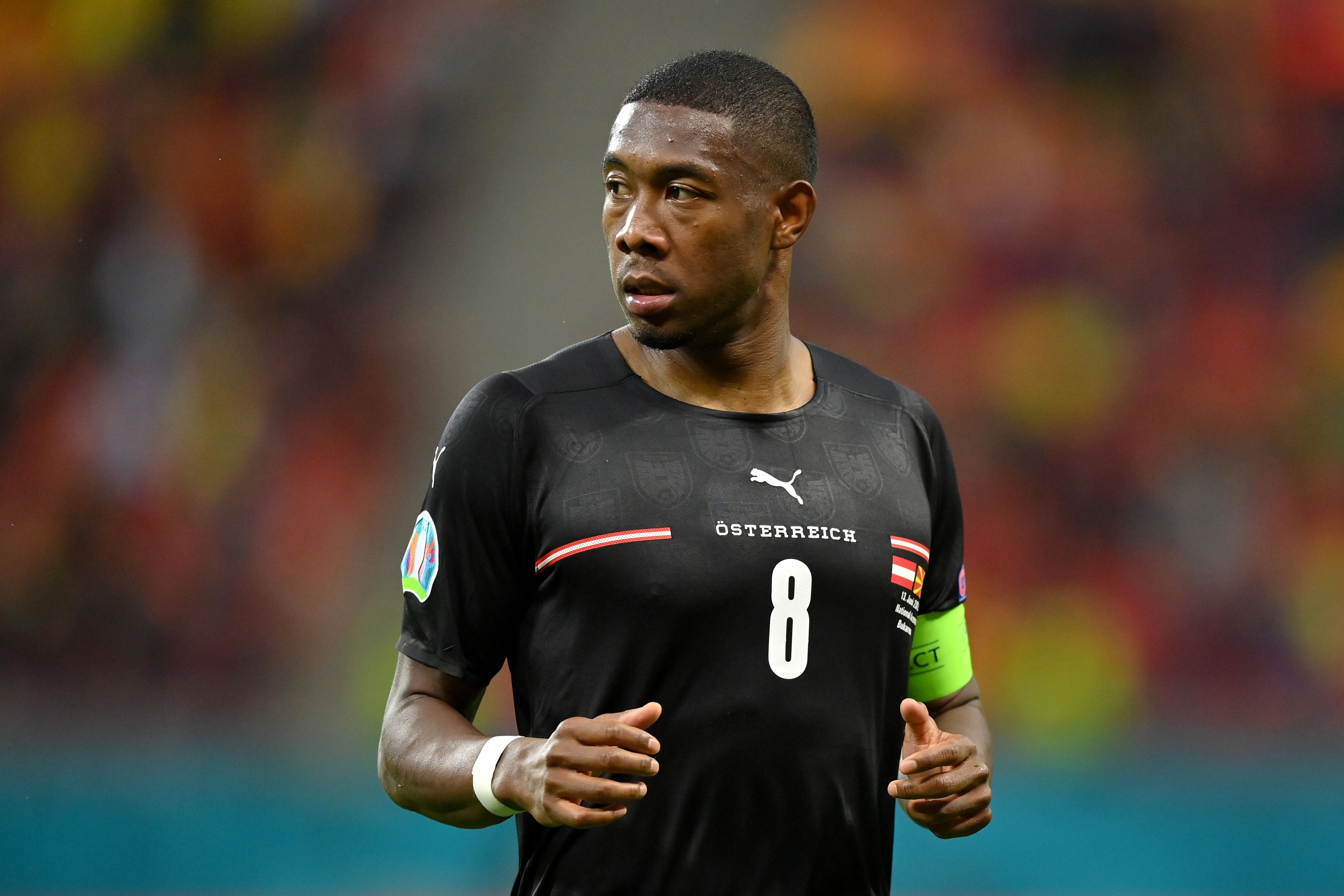 David Alaba of Austria looks on during the Group C match between Austria and North Macedonia