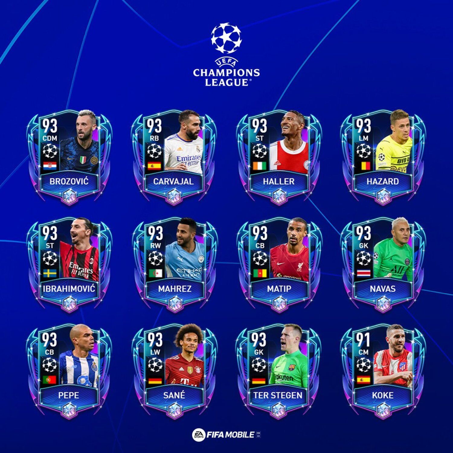 FIFA Mobile Release Special FUT Champions League Cards