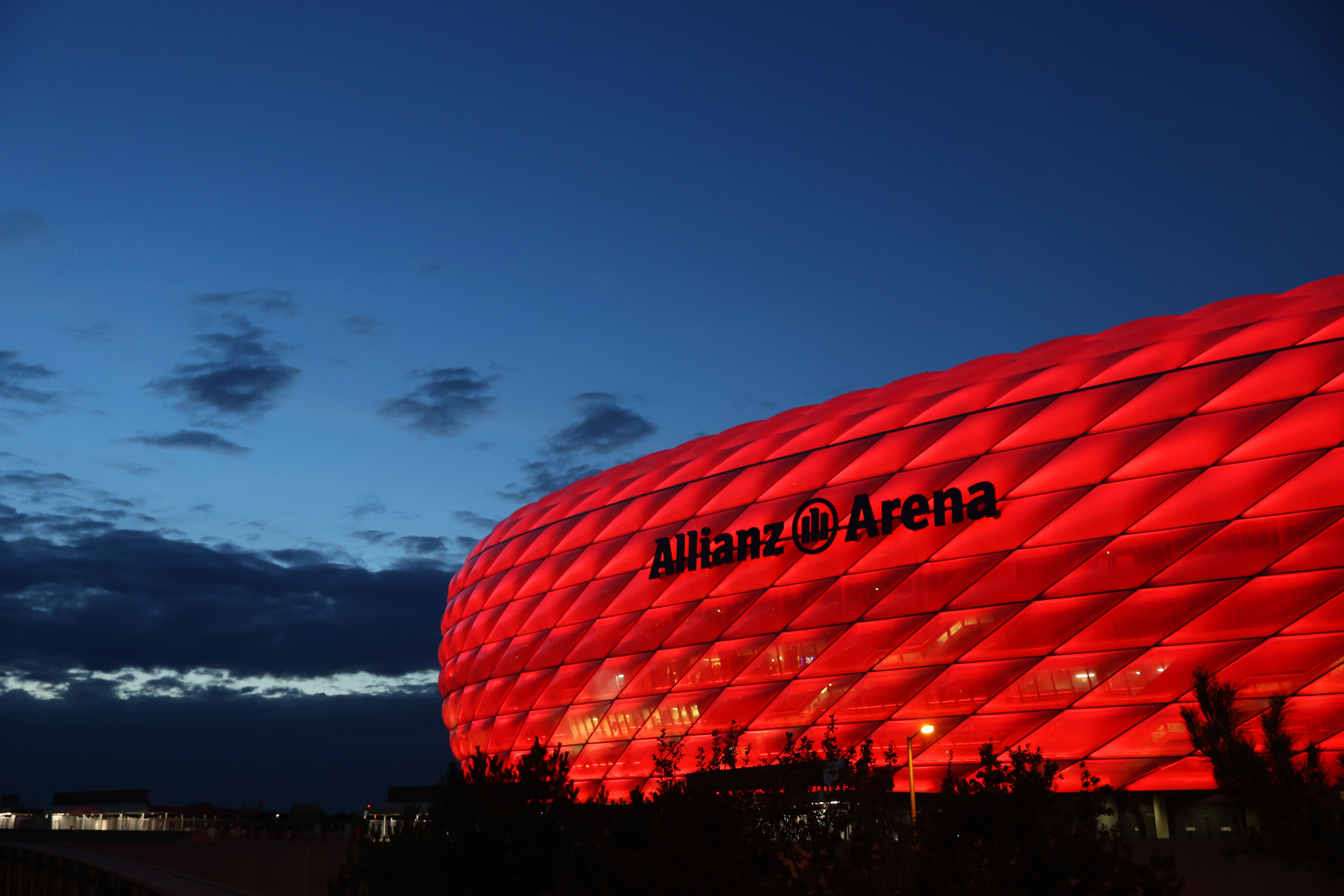 A general view of the outside of Bayern Munich's stadium - the Allianz Arena.