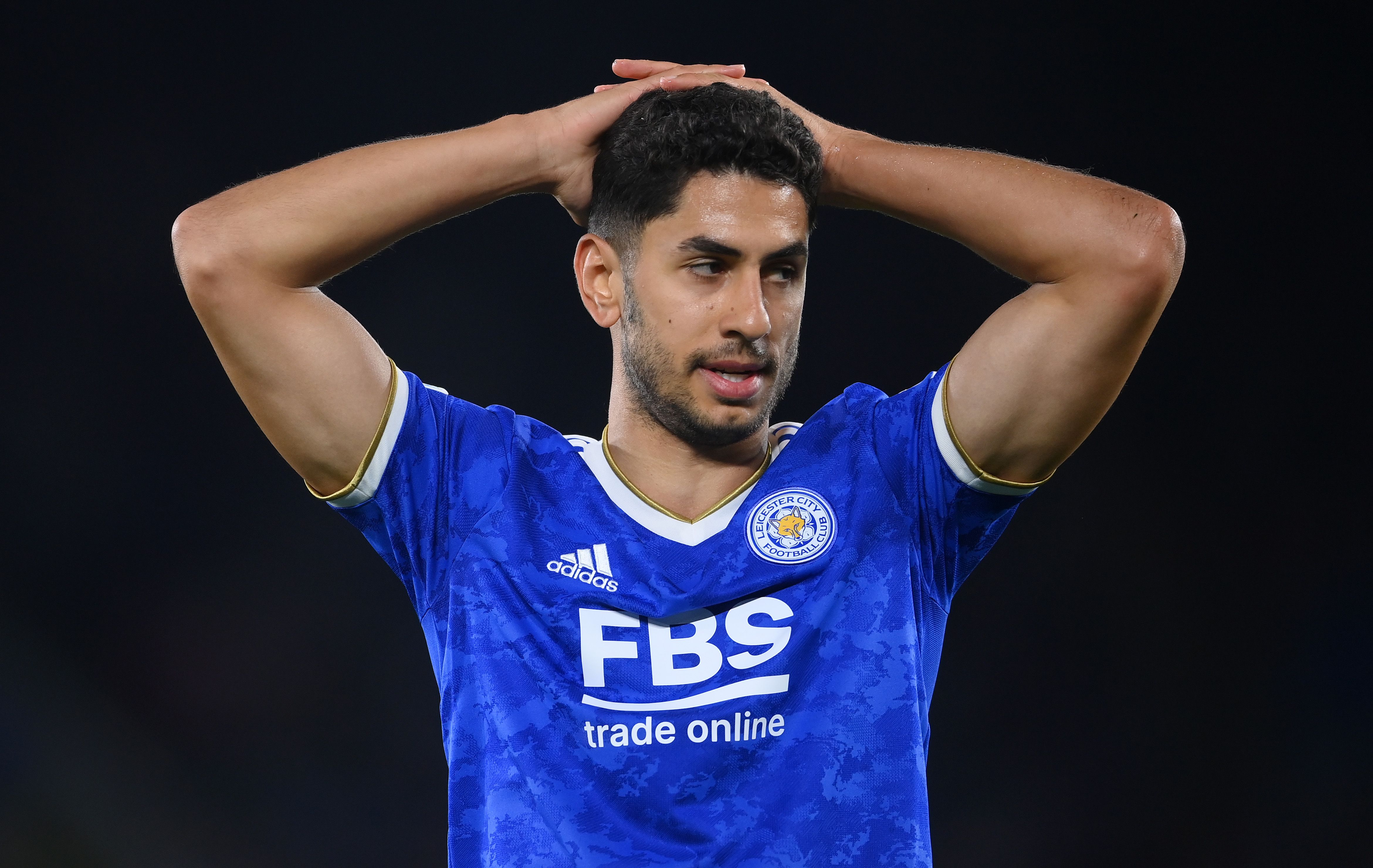 Ayoze Perez of Leicester City reacts after a missed chance during the UEFA Europa League group C match 