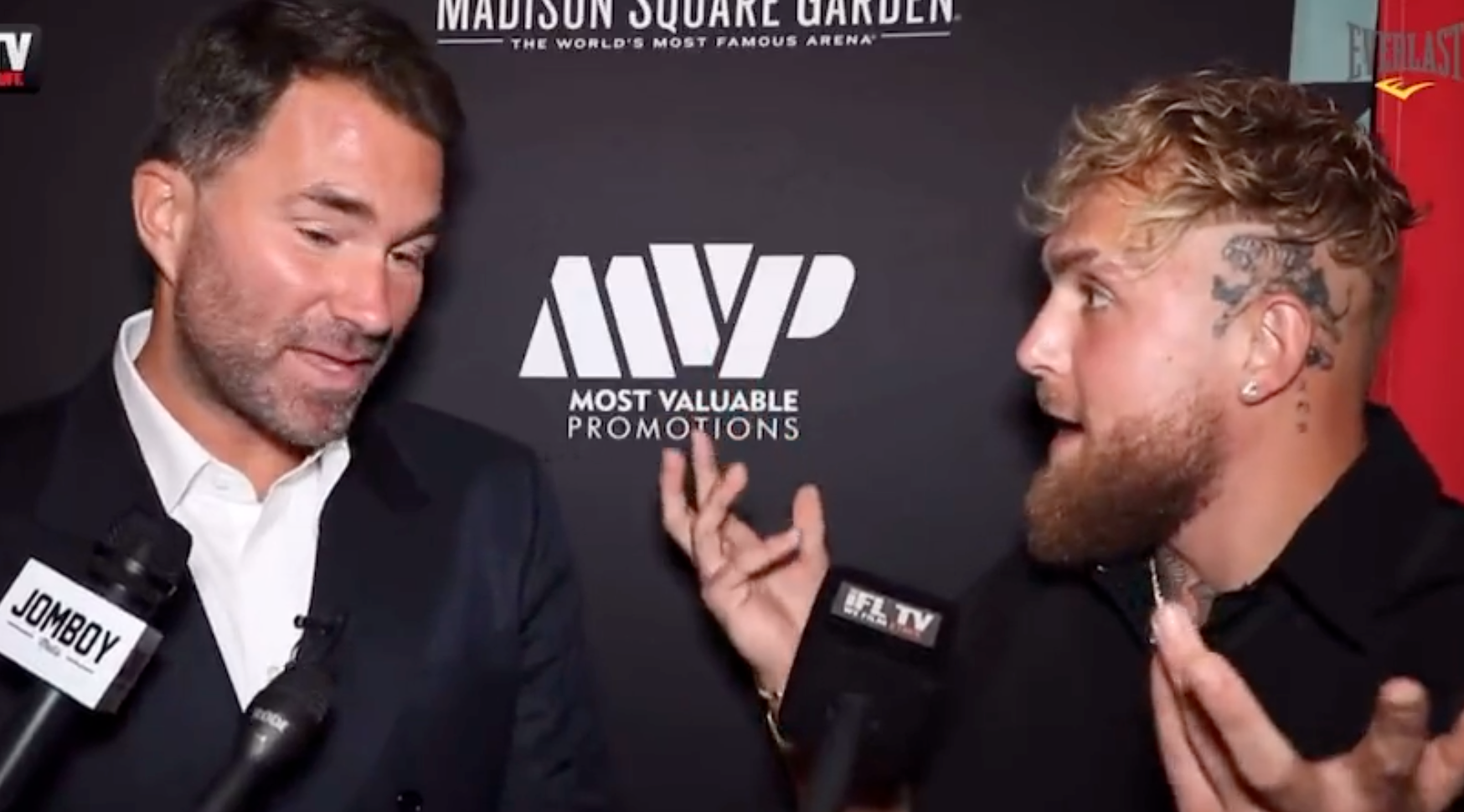 Eddie Hearn and Jake Paul conducted a tense live interview 