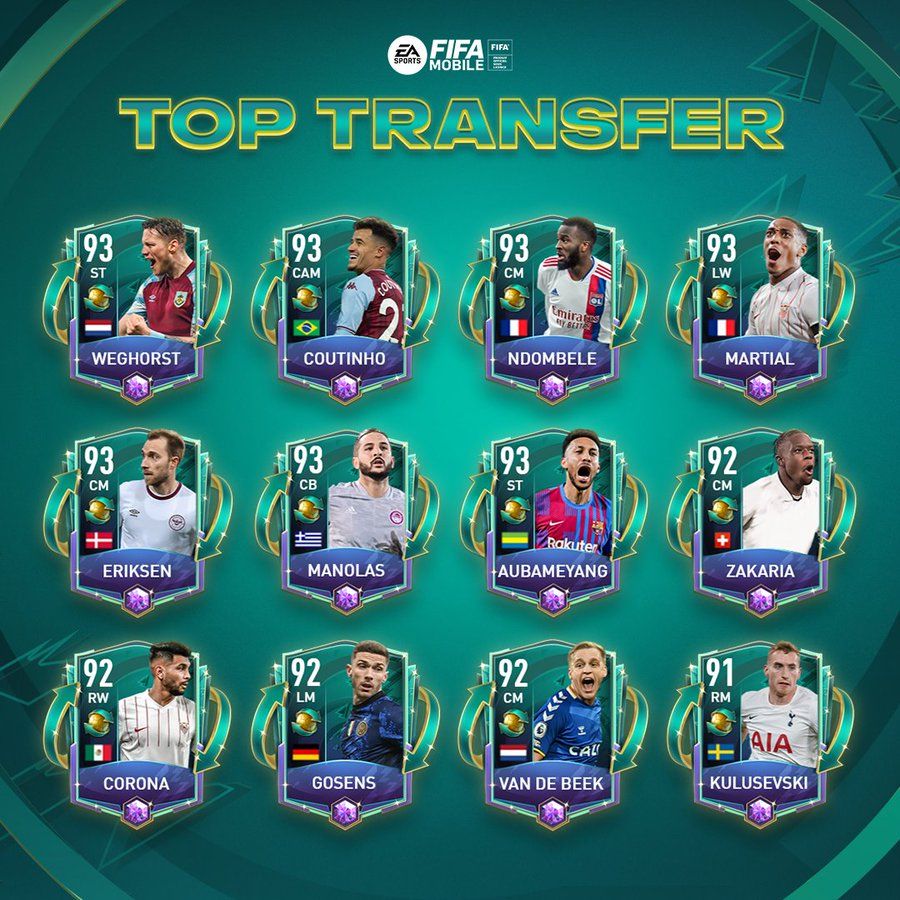 FIFA Mobile: Special FUT Top Transfer Cards Released