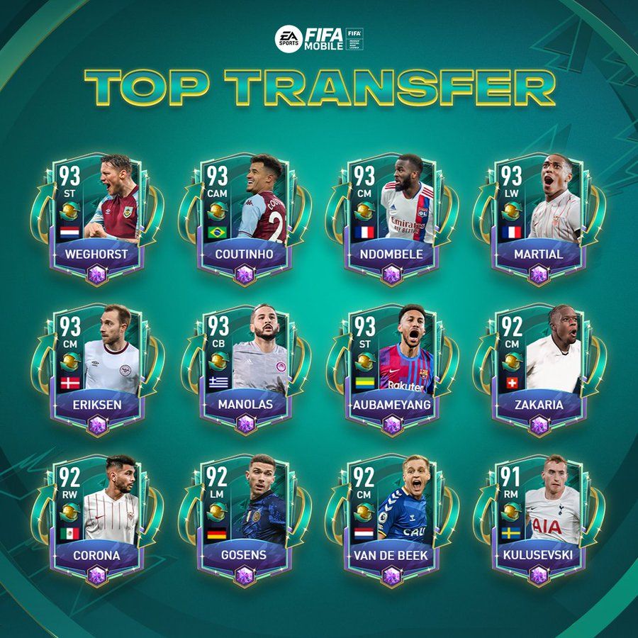 MELHORES ATACANTES DO FIFA 22 MOBILE, TOP TRANSFERS CHEGA NESSA