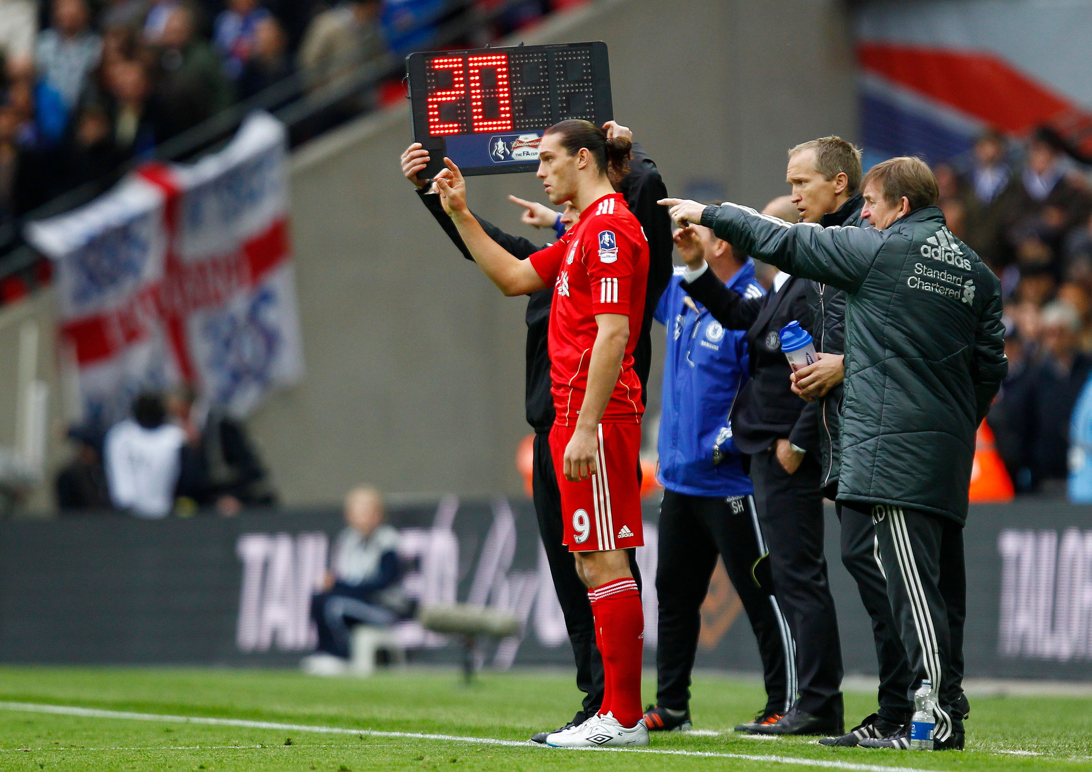 Liverpool's Andy Carroll is subbed on in the 2012 FA Cup final