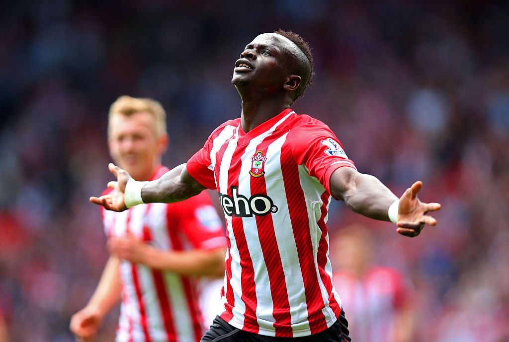Sadio Mane celebrates a goal for Southampton vs Aston Villa