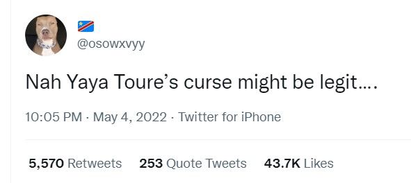 Yaya Toure's curse on Guardiola reaction tweet