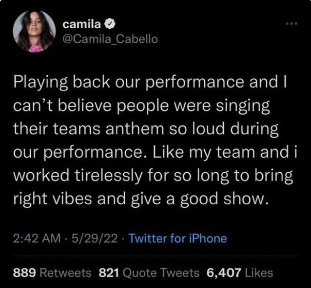 Camilla Cabello tweet bashing Liverpool &amp; Real Madrid