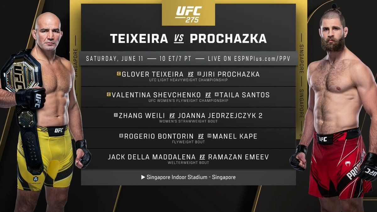 UFC 275 Fight Card Who is competing at the event in Singapore?