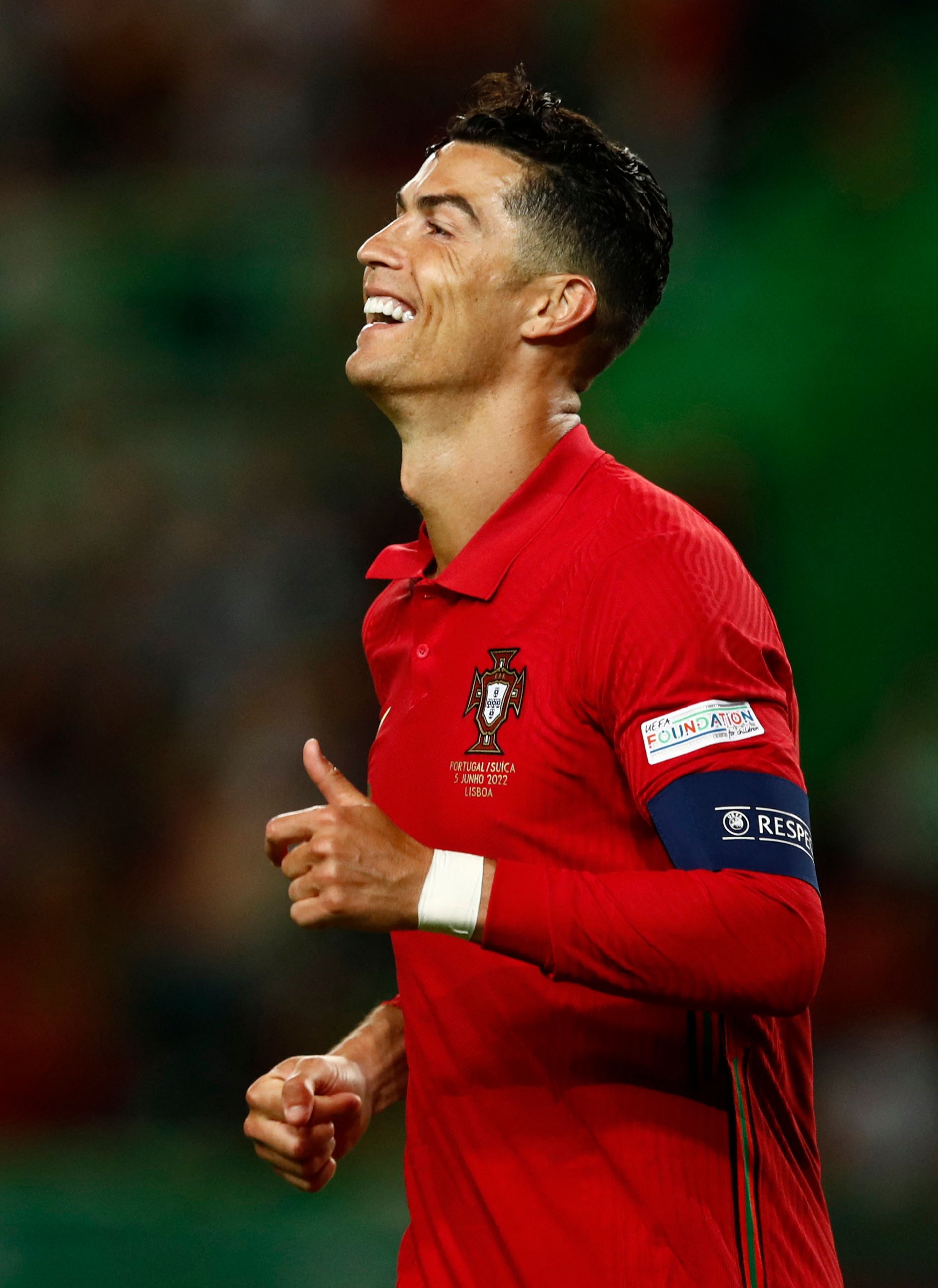 Portugal's Ronaldo celebrating.
