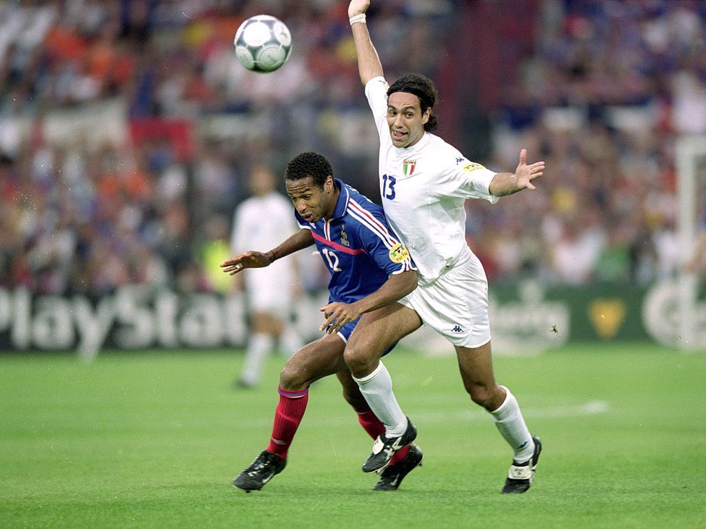 Thierry Henry in action for France vs Italy at Euro 2000