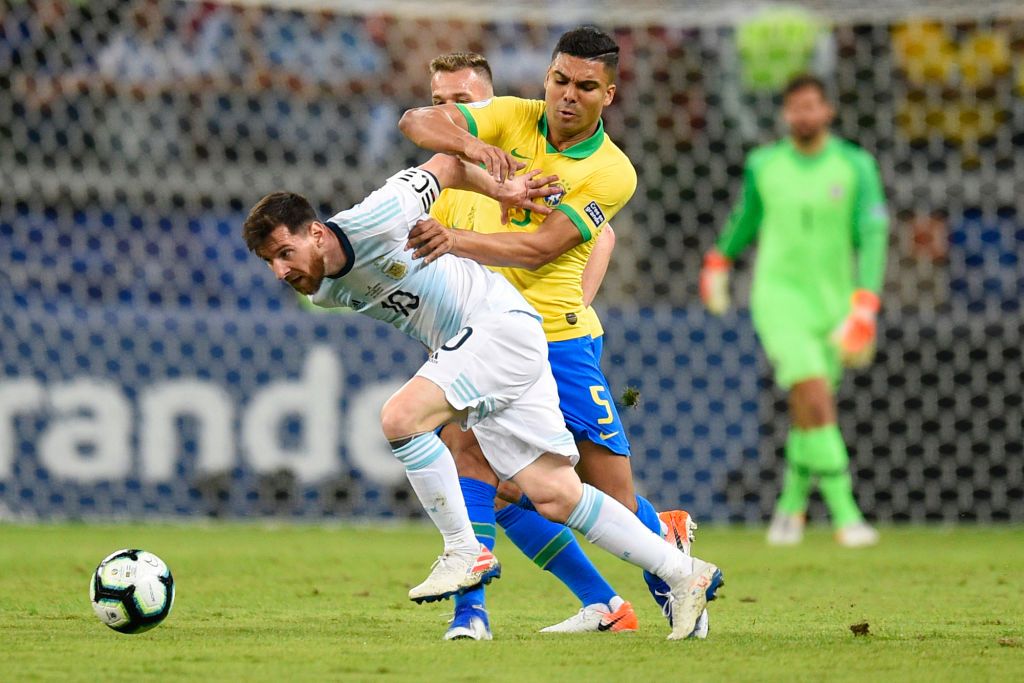 Lionel Messi in action for Argentina vs Brazil