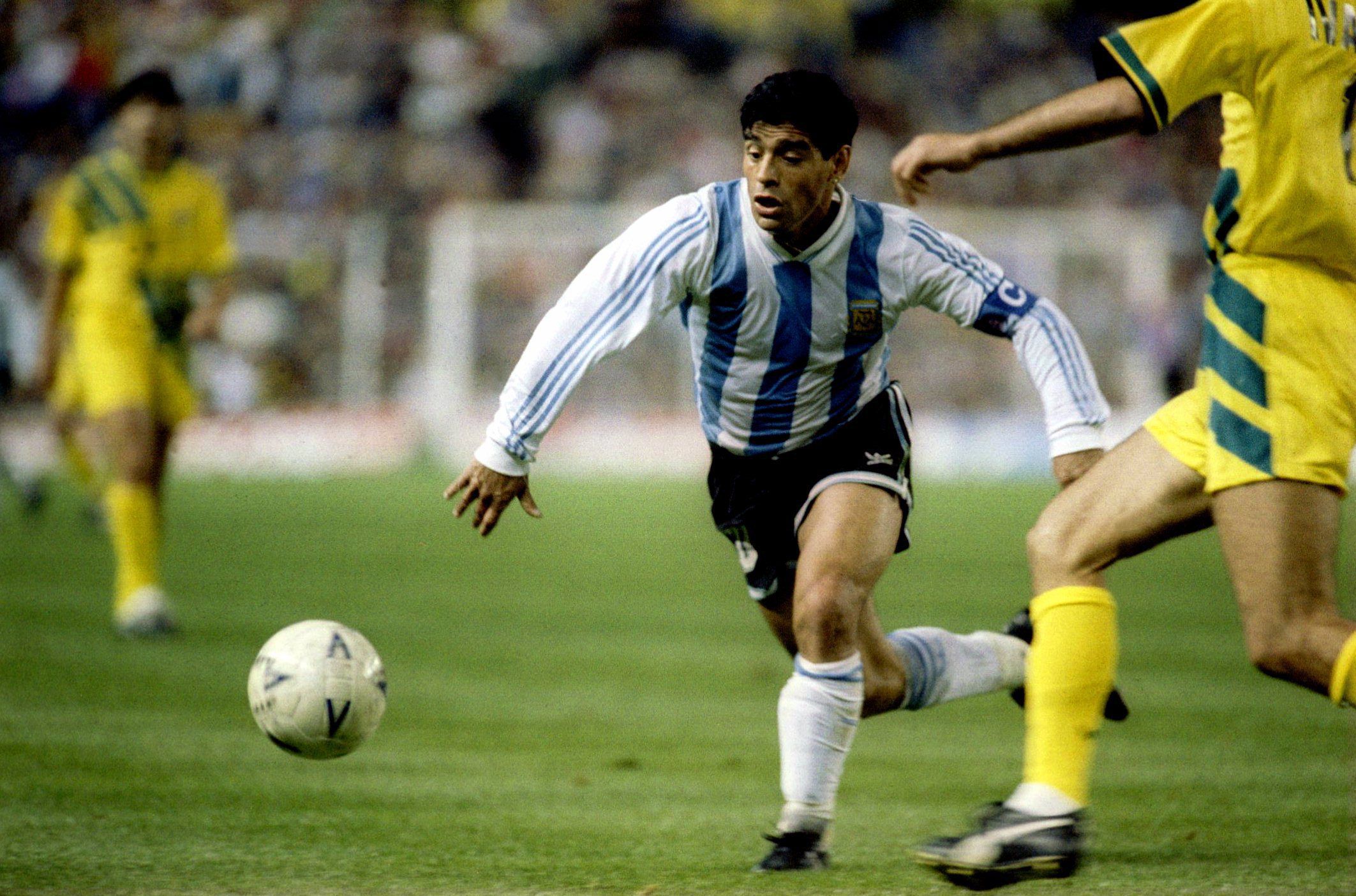 Diego Maradona playing for Argentina