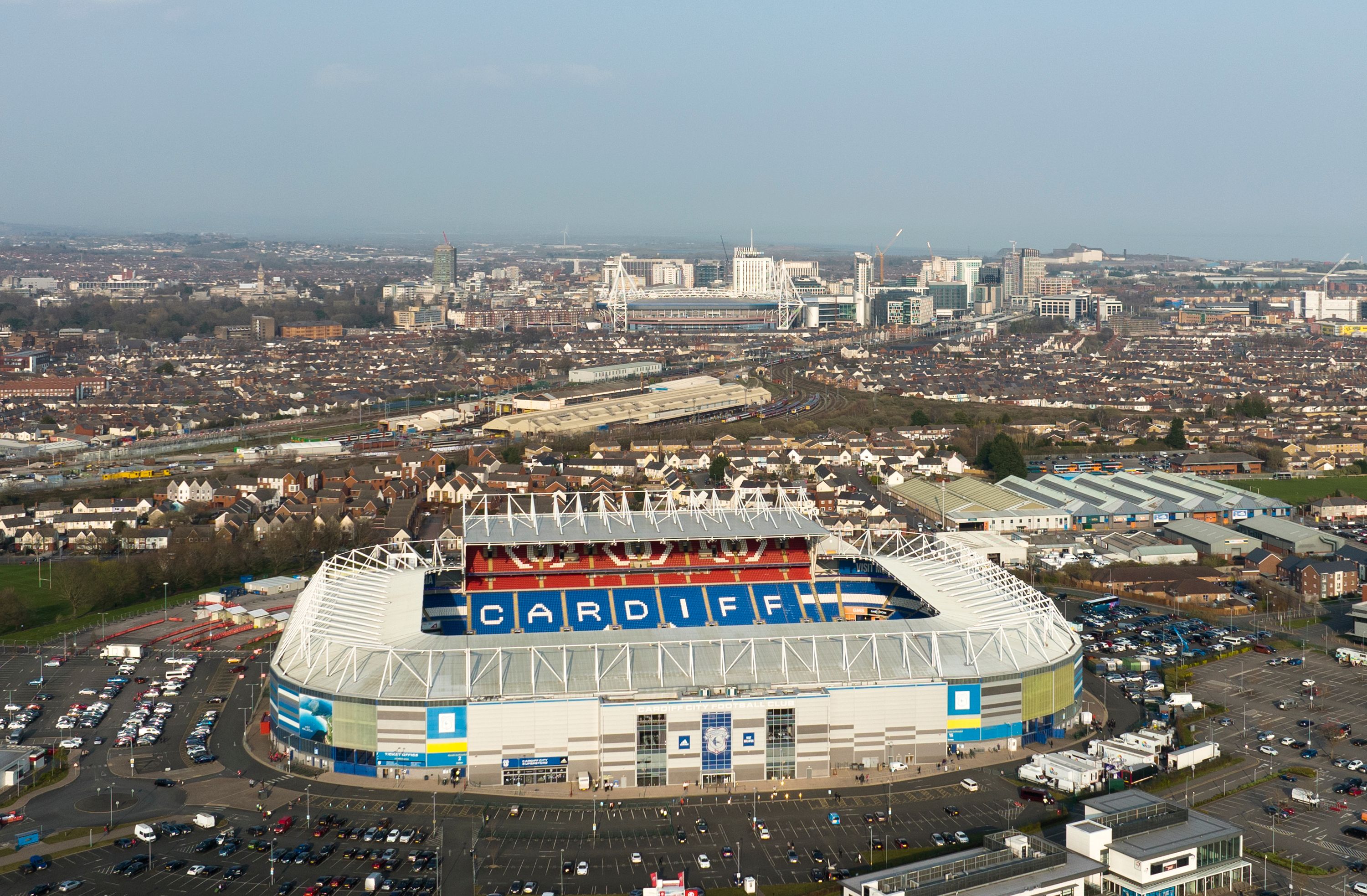 An aerial view of Cardiff City Stadium