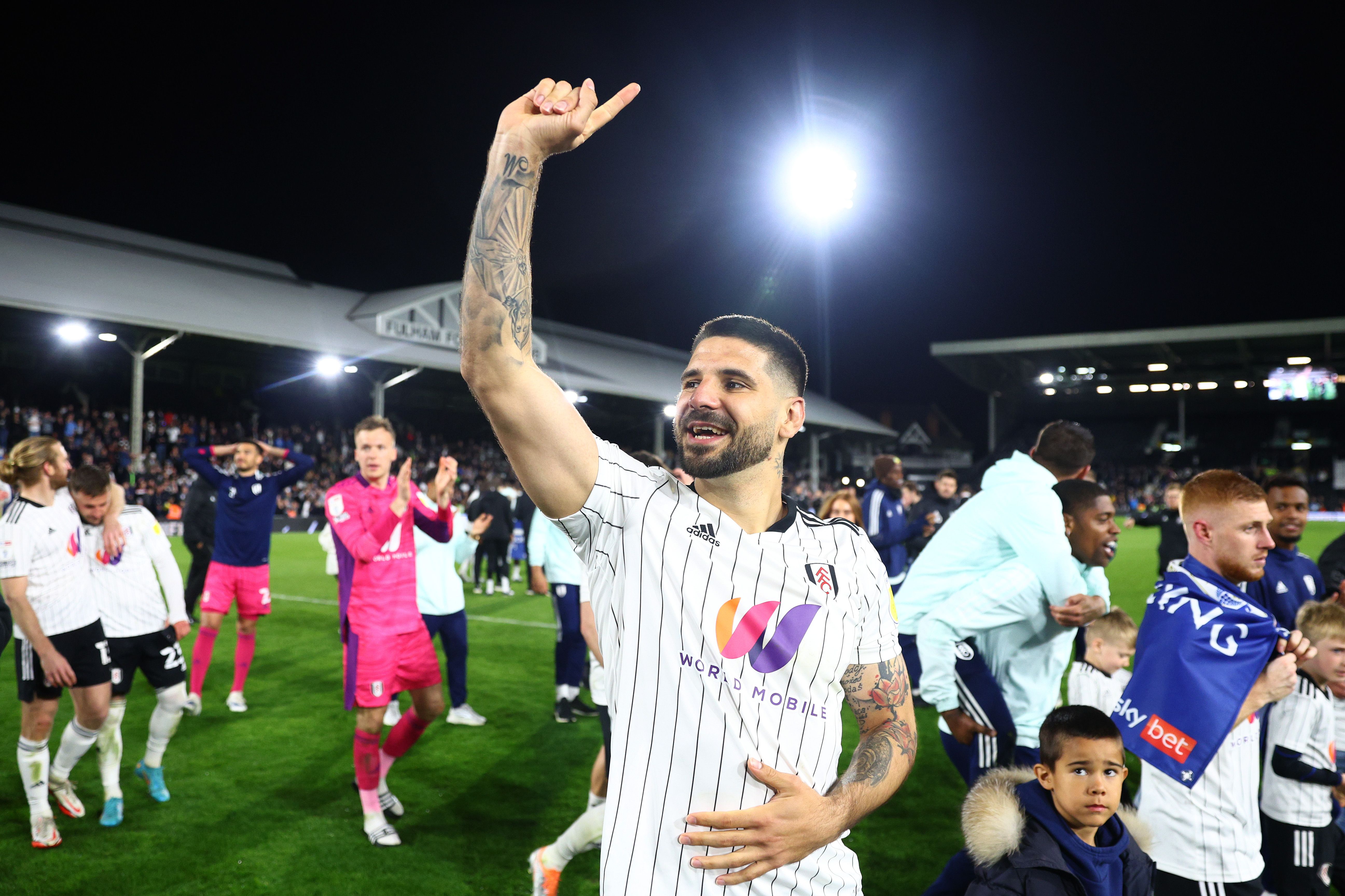 Mitrovic celebrates promotion with Fulham