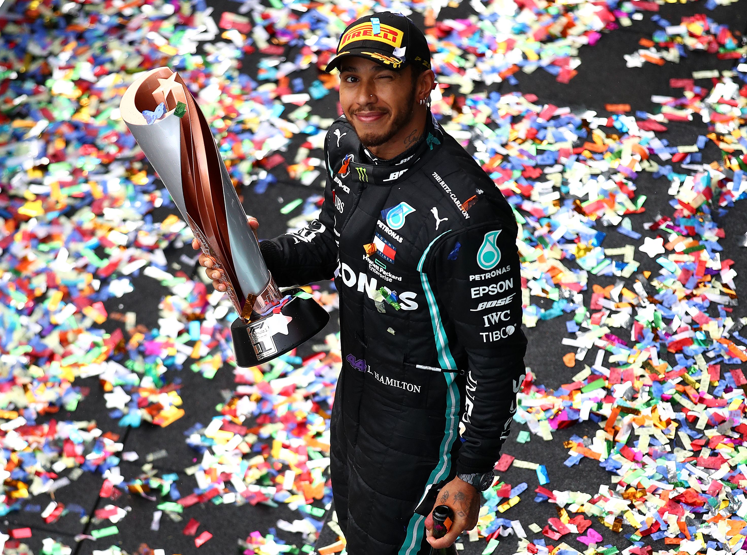 Lewis Hamilton after winning the 2020 F1 world title