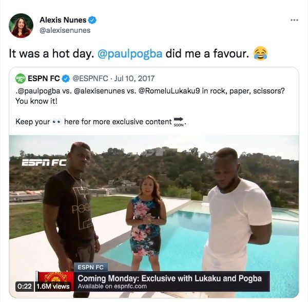 Pogba pushes reporter into pool