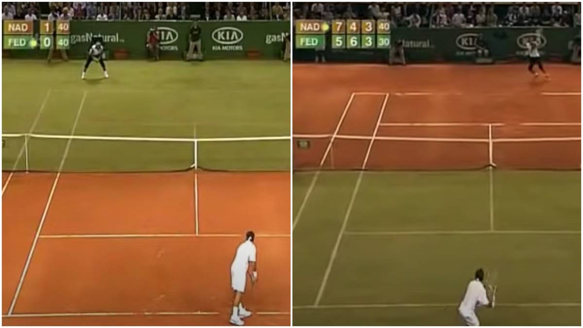 Rafael Nadal vs Roger Federer on a 50-50 Court of Clay and Grass in 2007