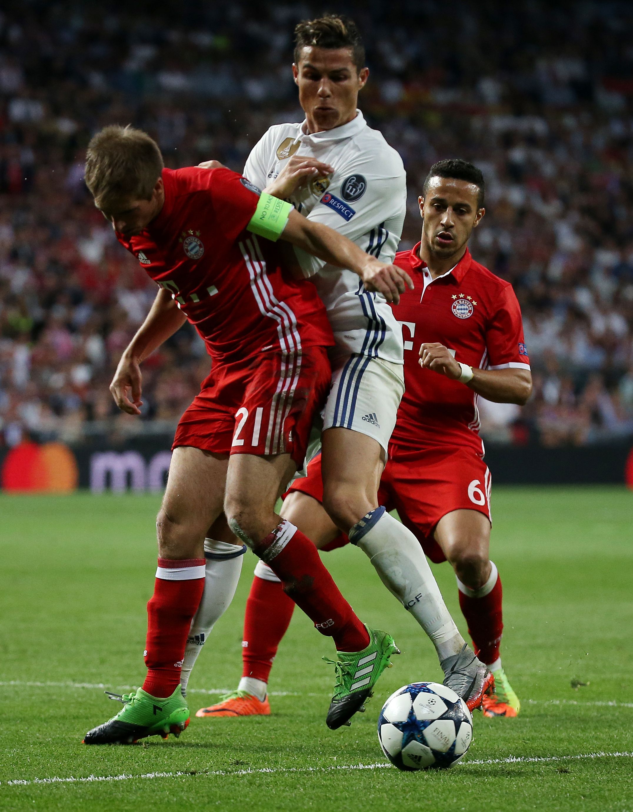 Ronaldo playing against Bayern Munich.