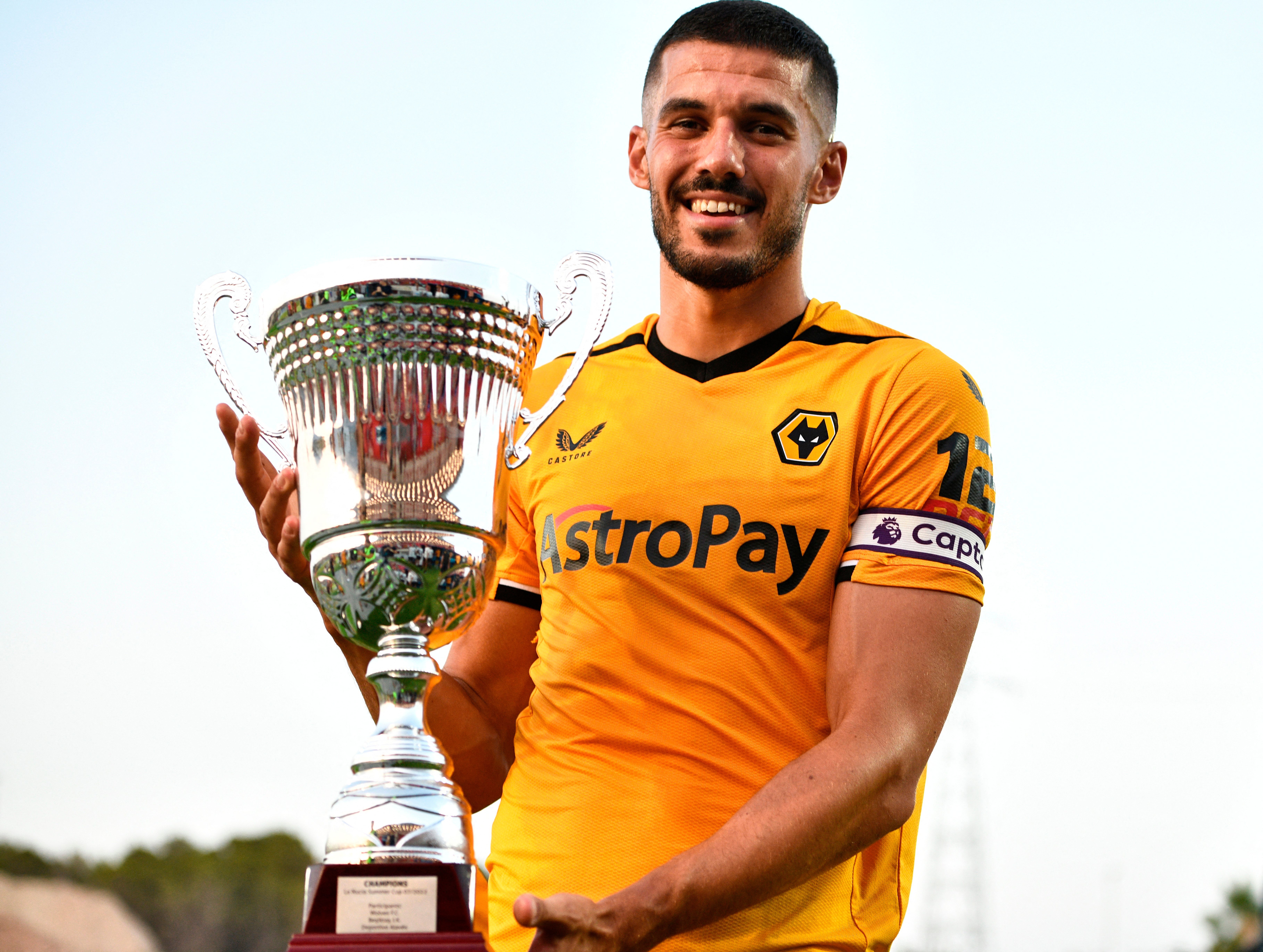 Coady in Wolves' new home kit.