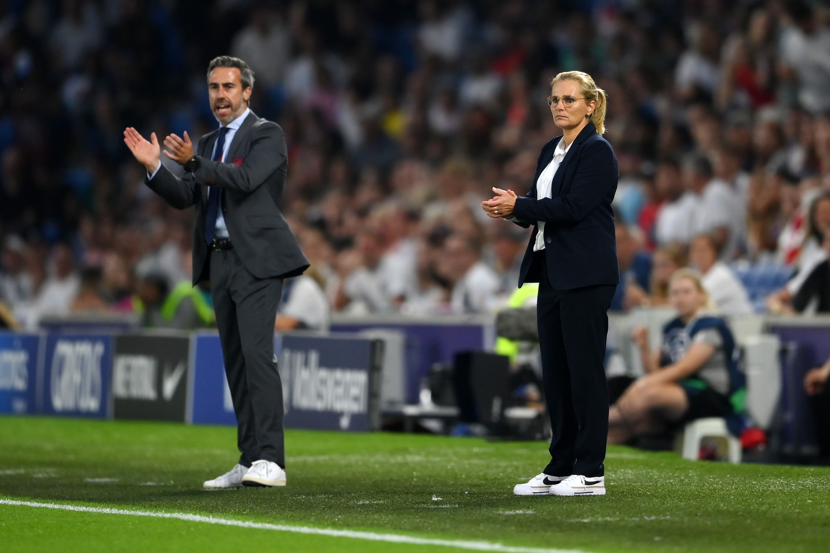 England manager Sarina Wiegman and Spain manager Jorge Vilda