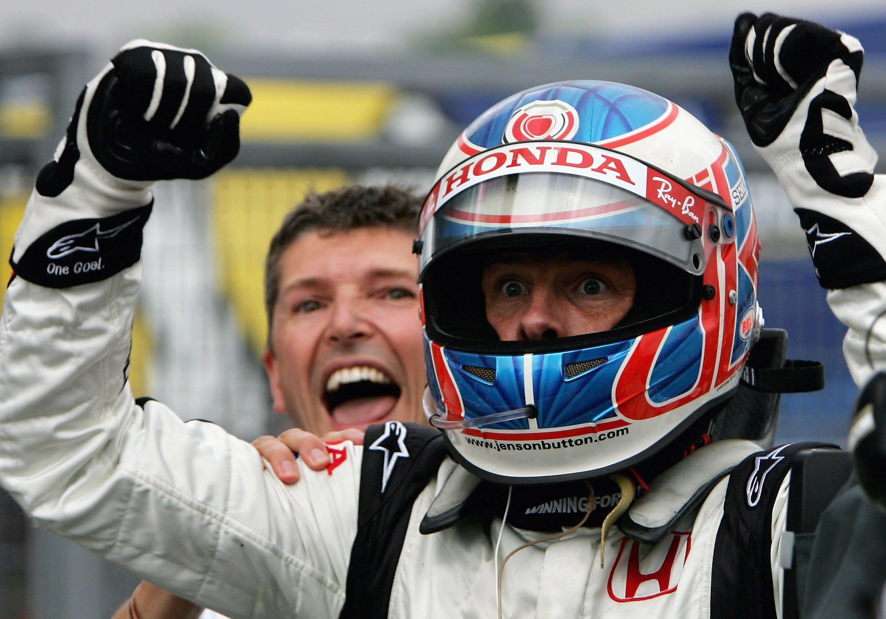 Jenson Button celebrates