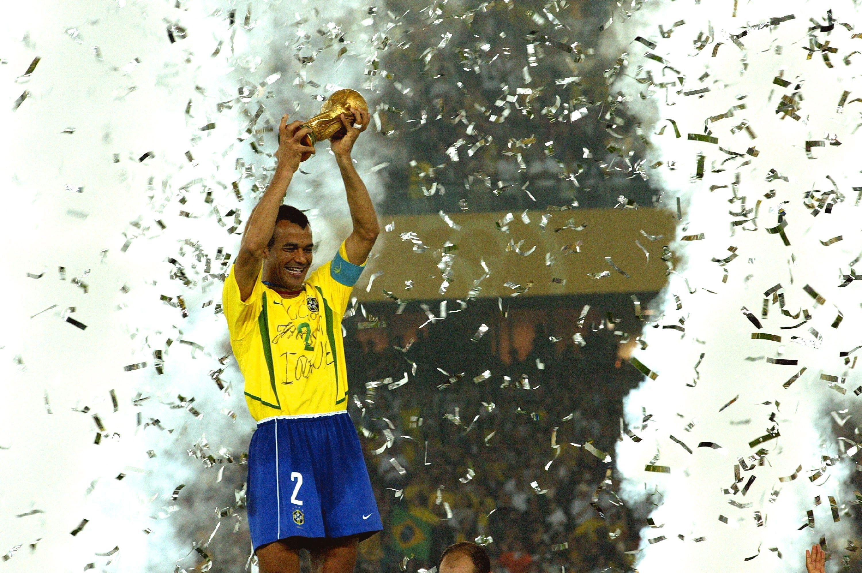 Cafu after winning the World Cup with Brazil