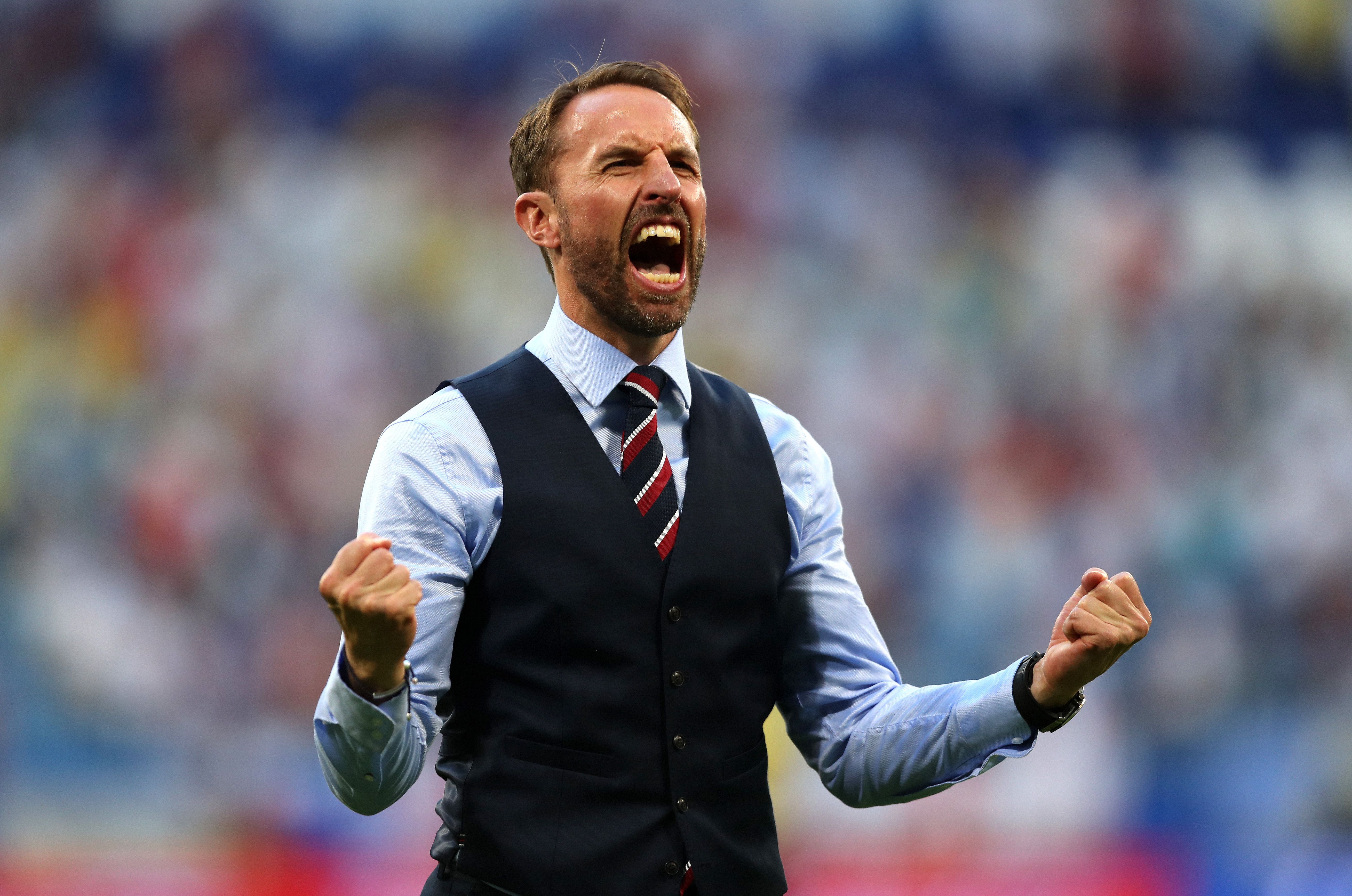 Southgate celebrates at the 2018 World Cup