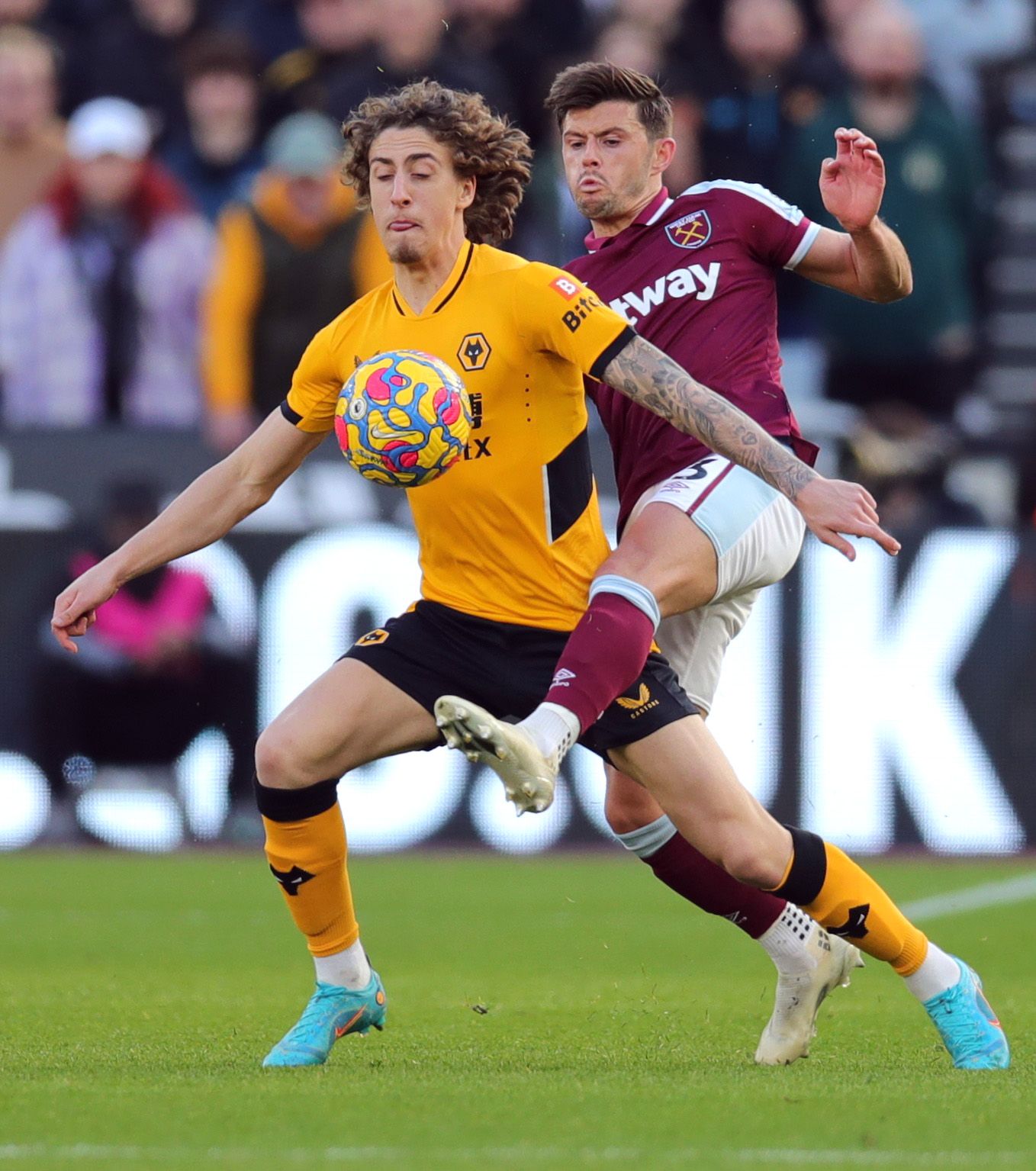 Wolves' Silva in action.