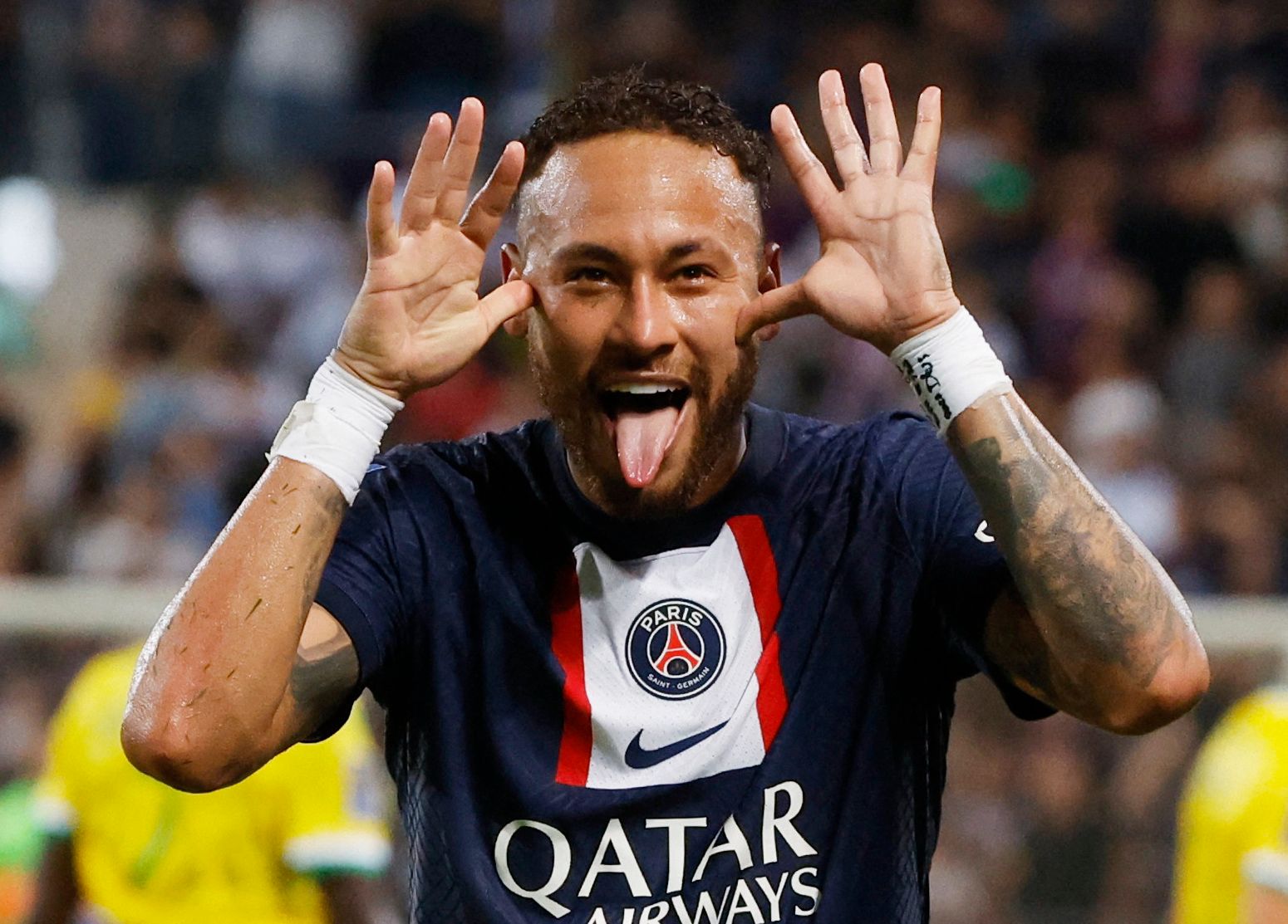 Neymar celebrates a goal for PSG