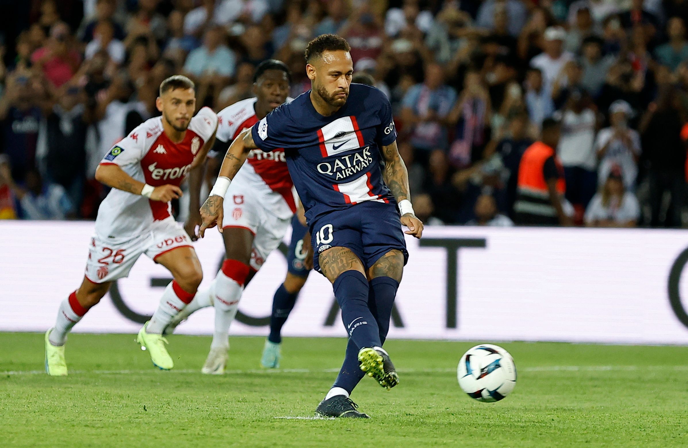 Neymar during PSG 1-1 Monaco