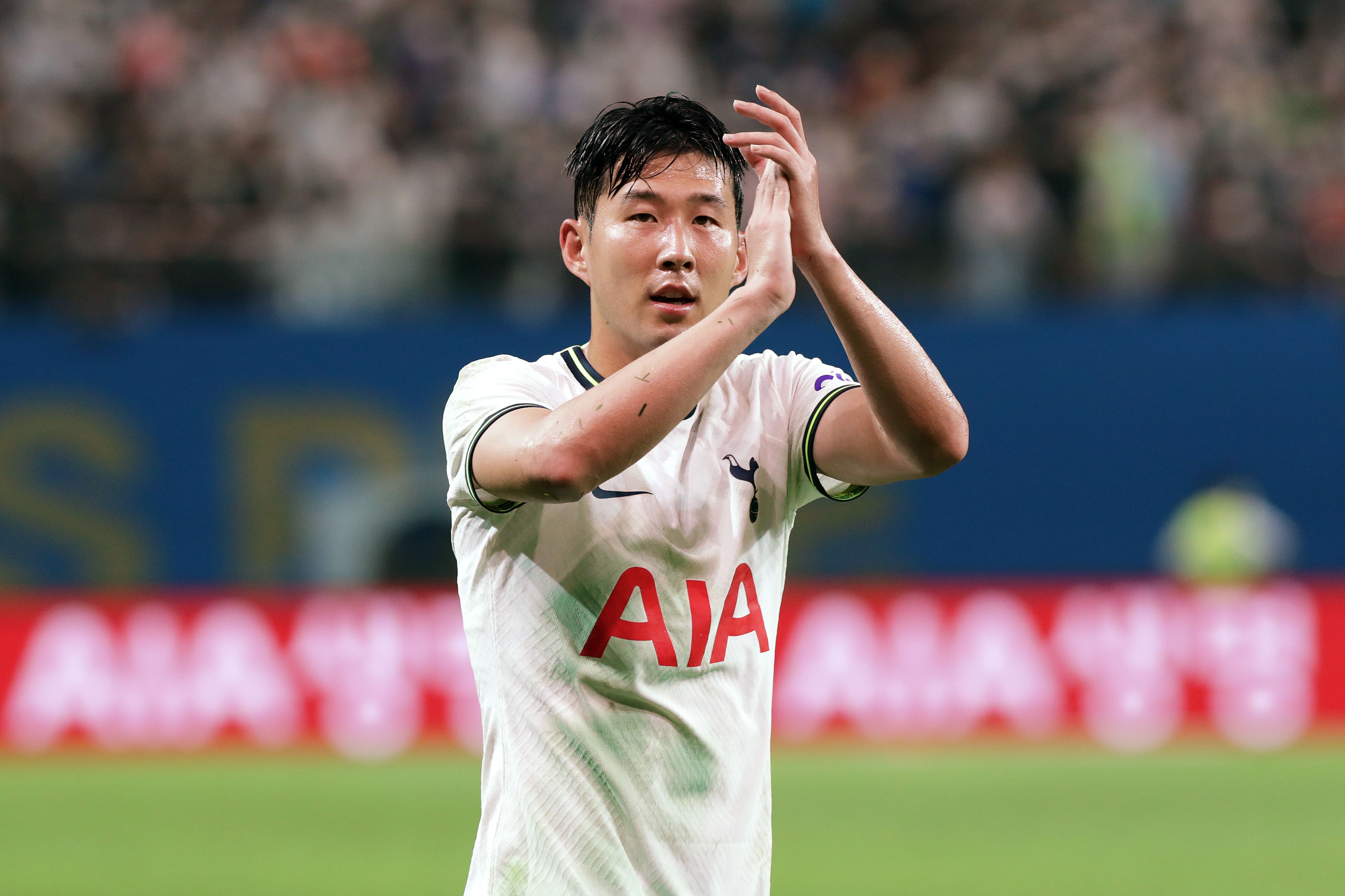 Son Heung-Min of Tottenham Hotspur waves 