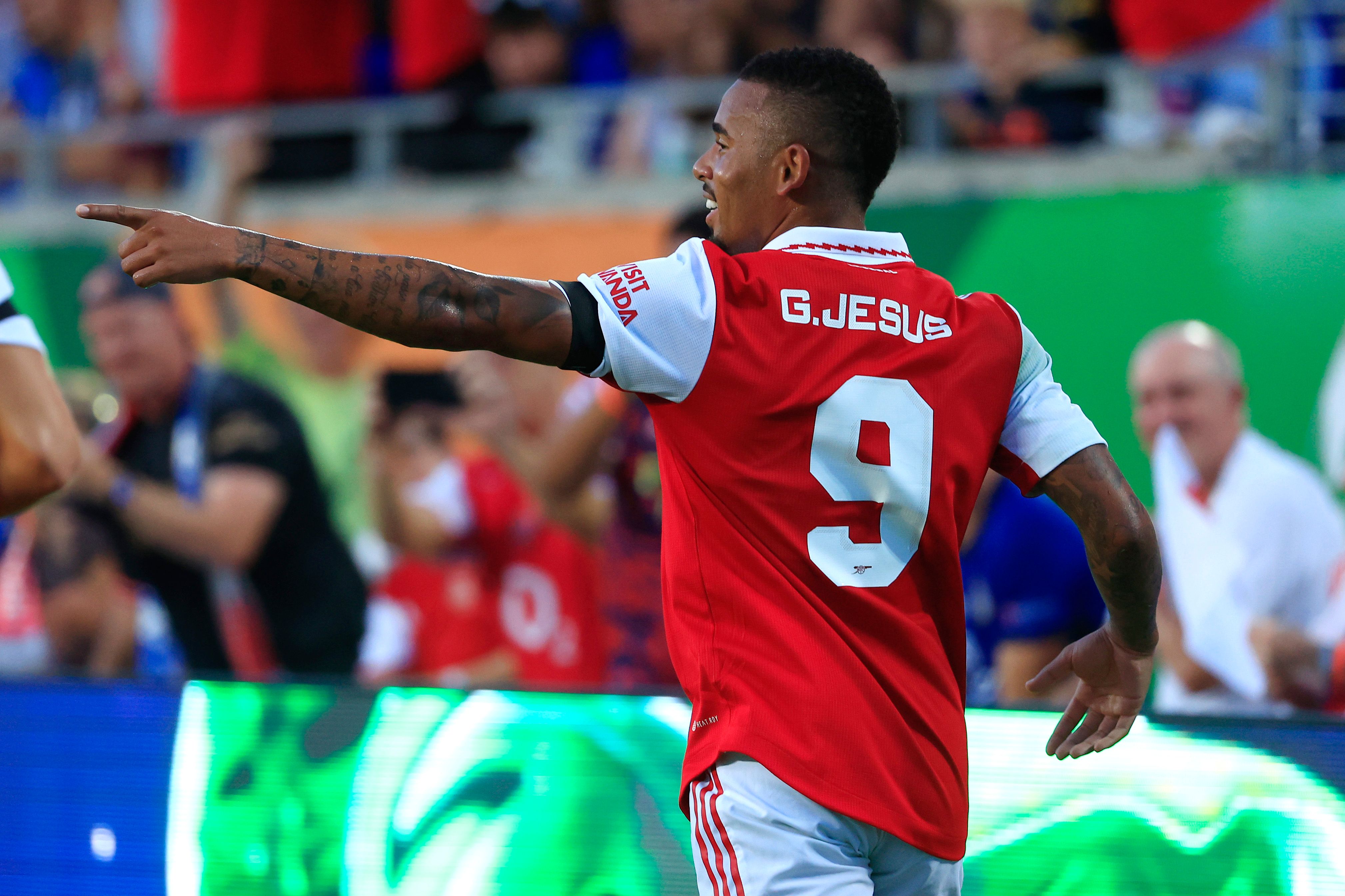 Gabriel Jesus of Arsenal celebrates after scoring