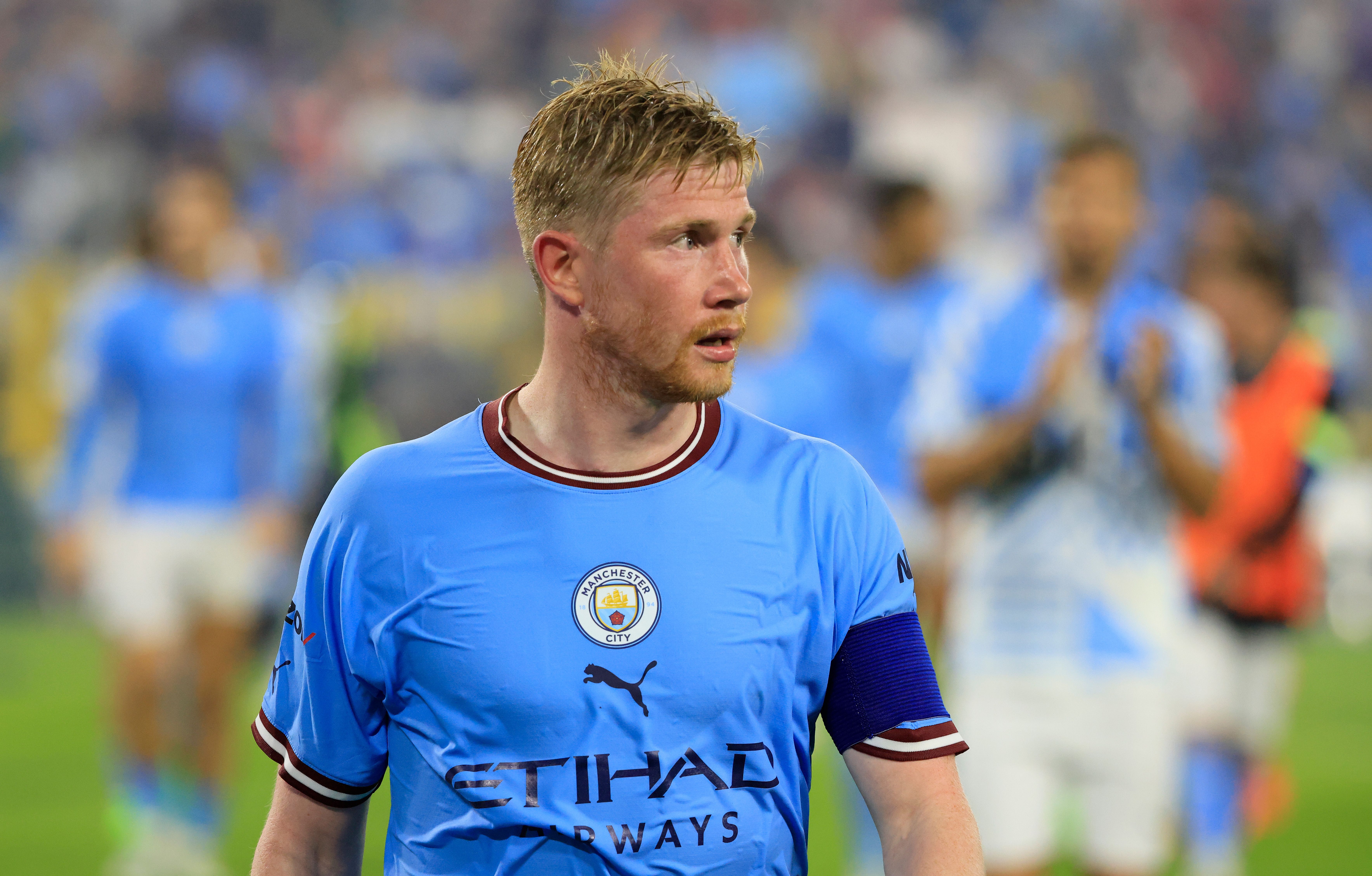 Kevin De Bruyne of Manchester City looks on