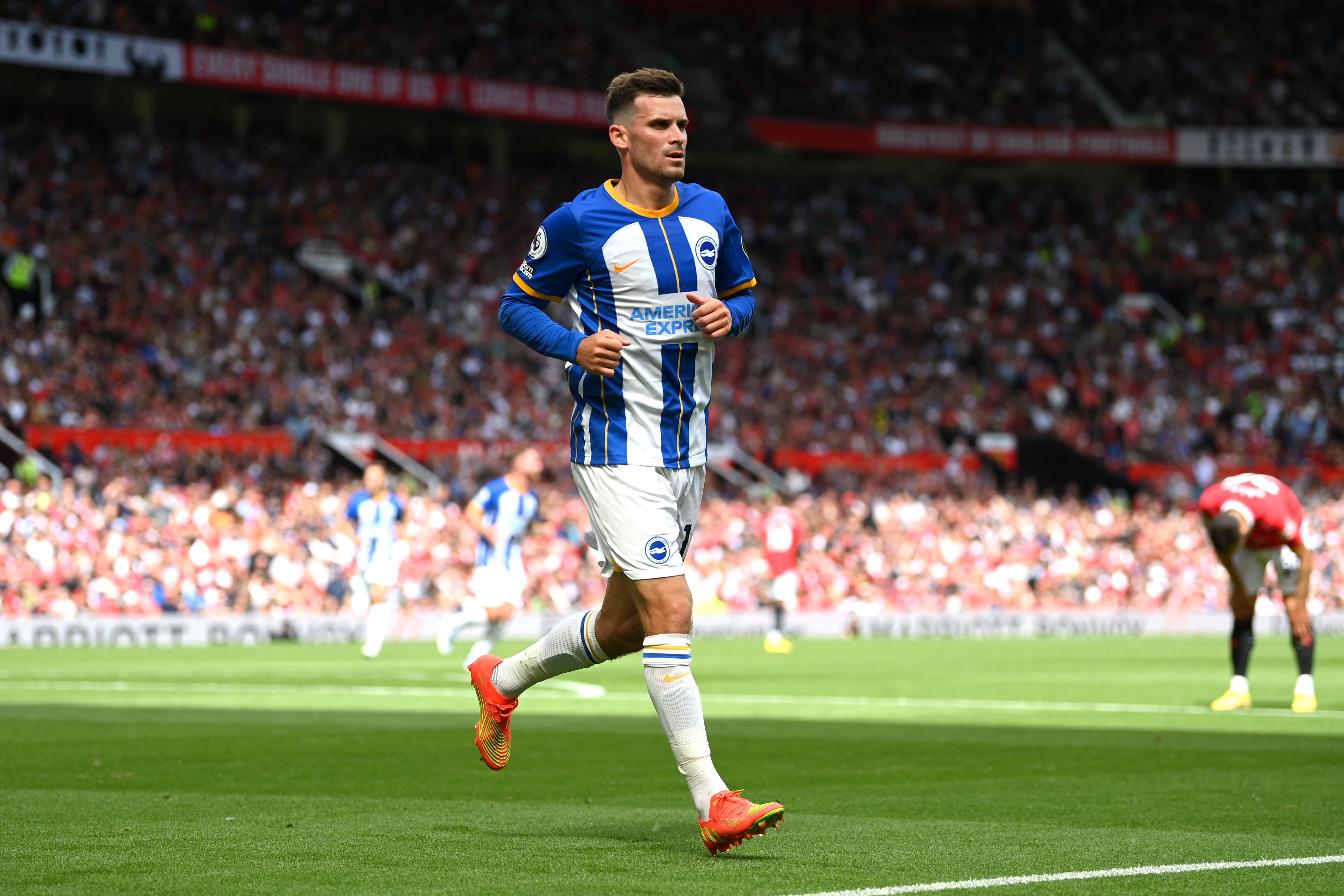 Pascal Gross of Brighton &amp; Hove Albion celebrates after scoring their team's second goal