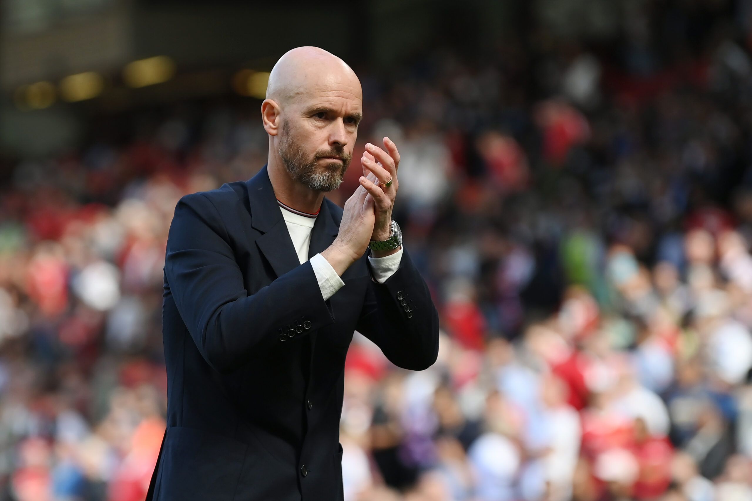 Manchester United manager Erik ten Hag looks on during the Premier League match