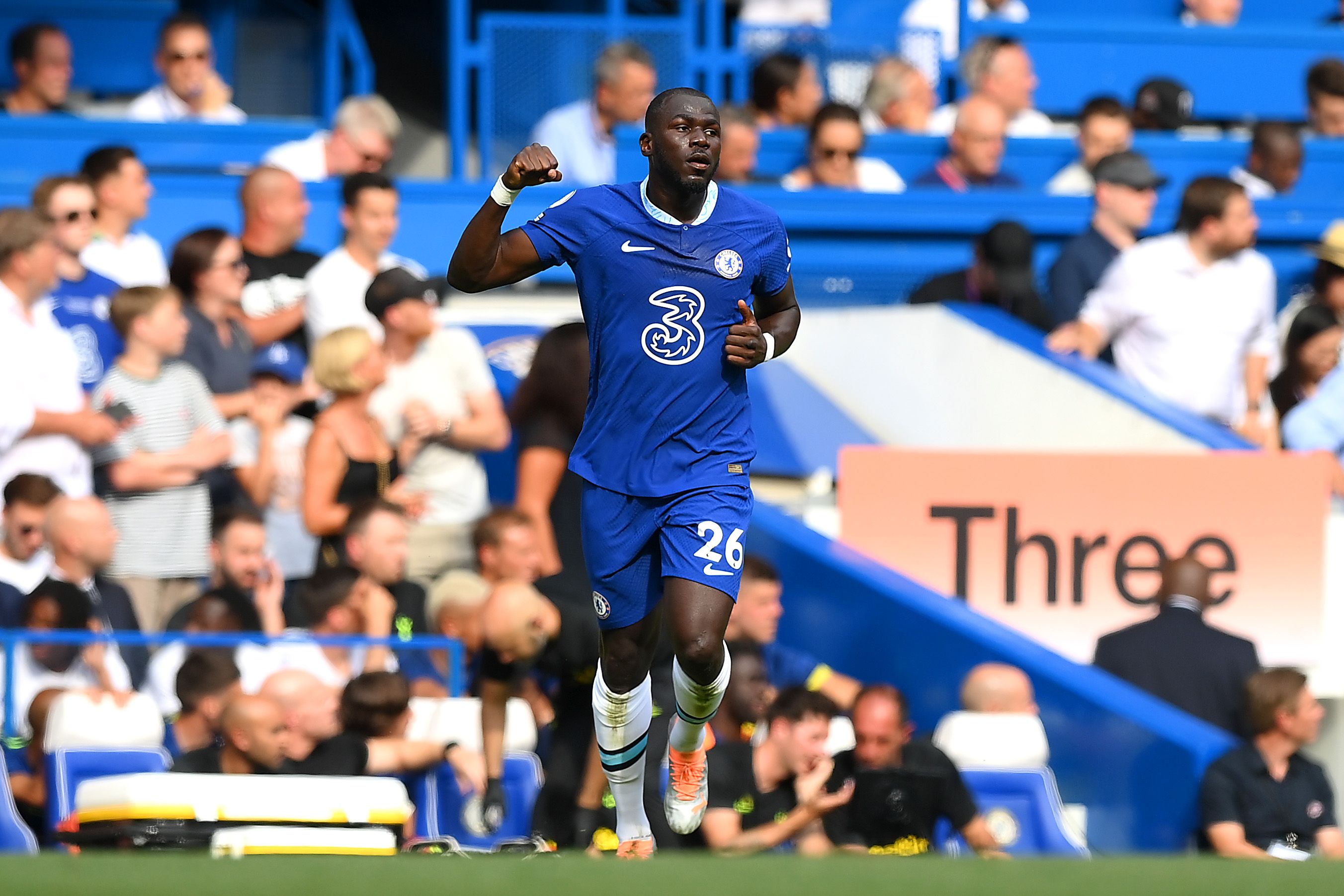 Kalidou Koulibaly of Chelsea celebrates after scoring their sides first goal 