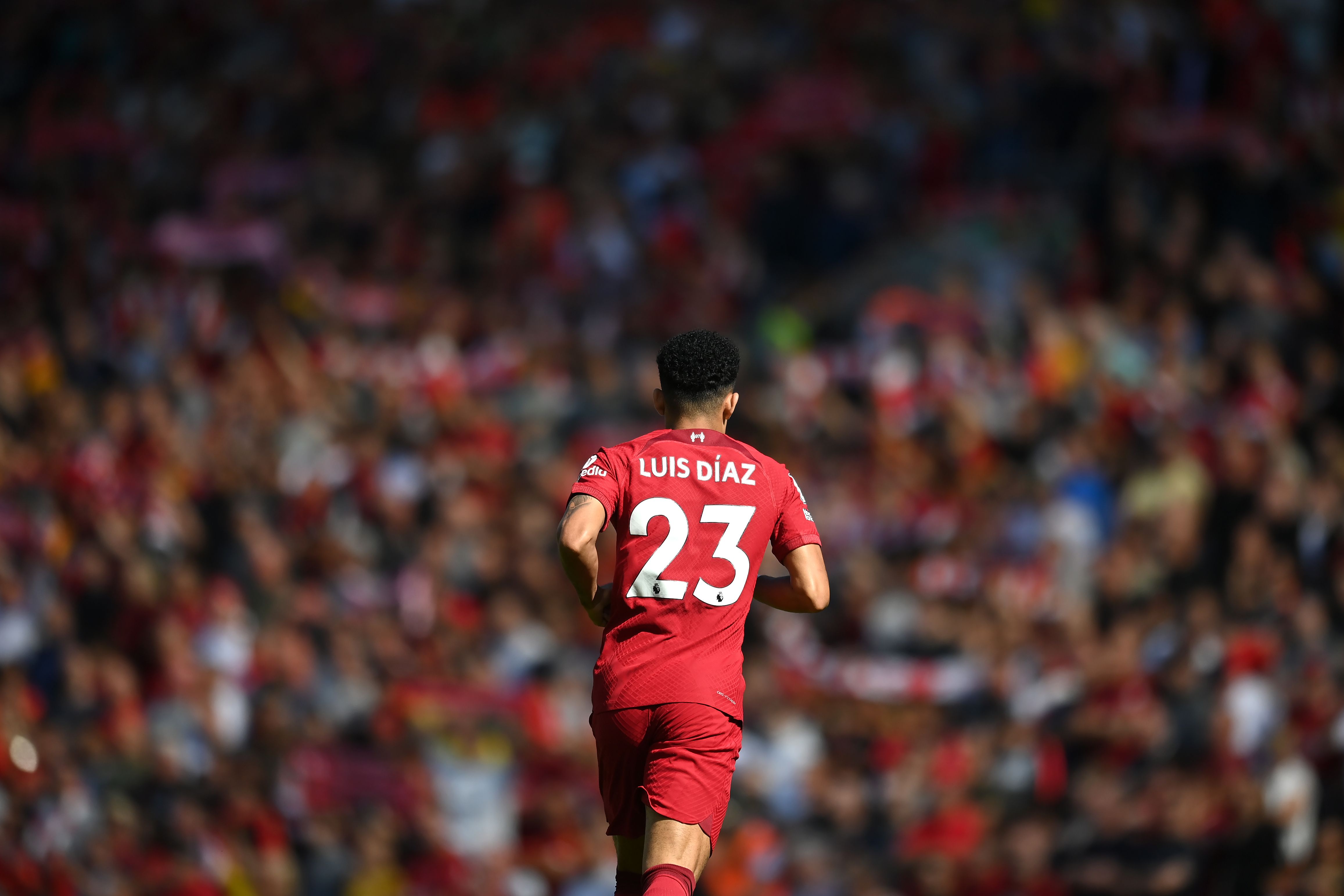 Luis Diaz of Liverpool in action during the Premier League match 