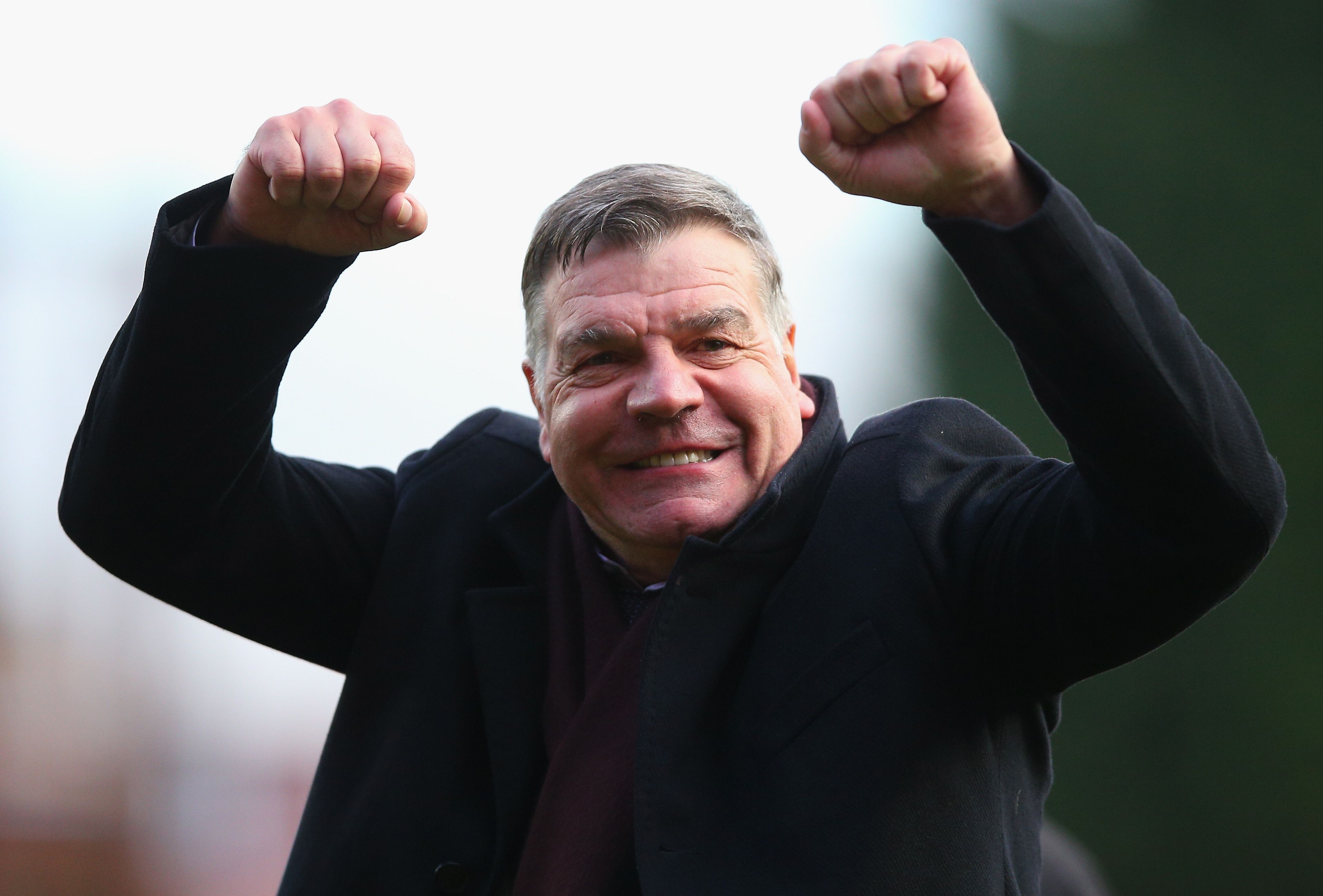 Sam Allardyce, Manager of West Ham United celebrates