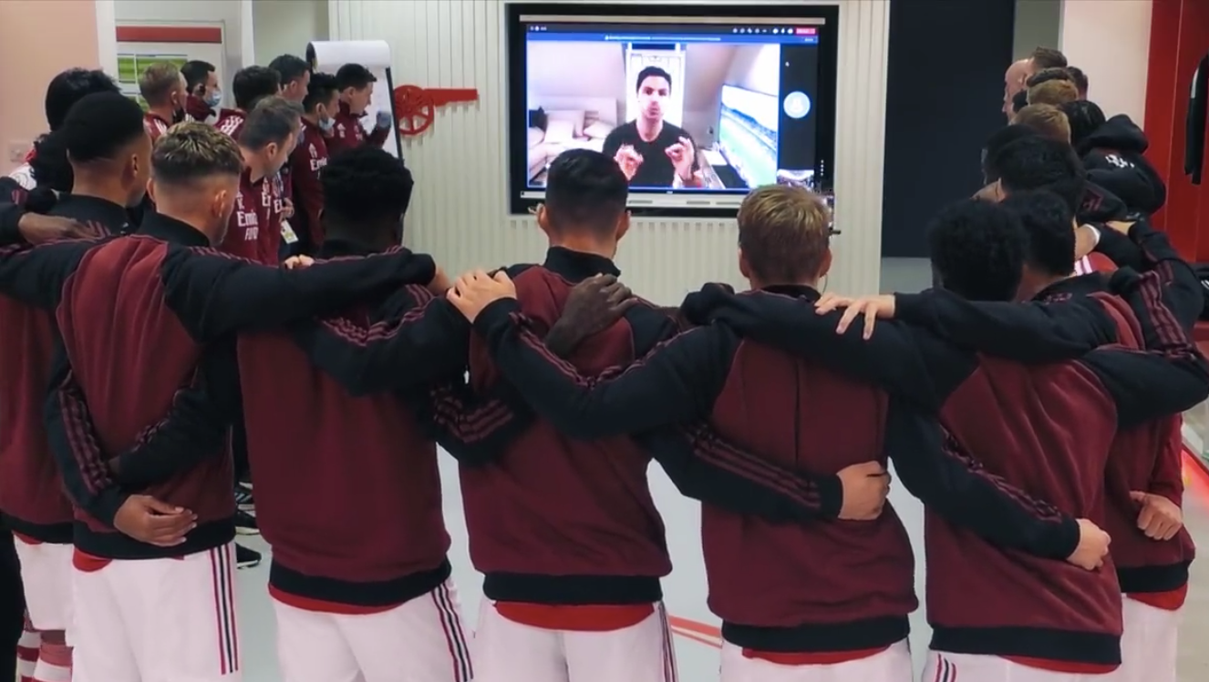 Mikel Arteta's team talk before Man City game