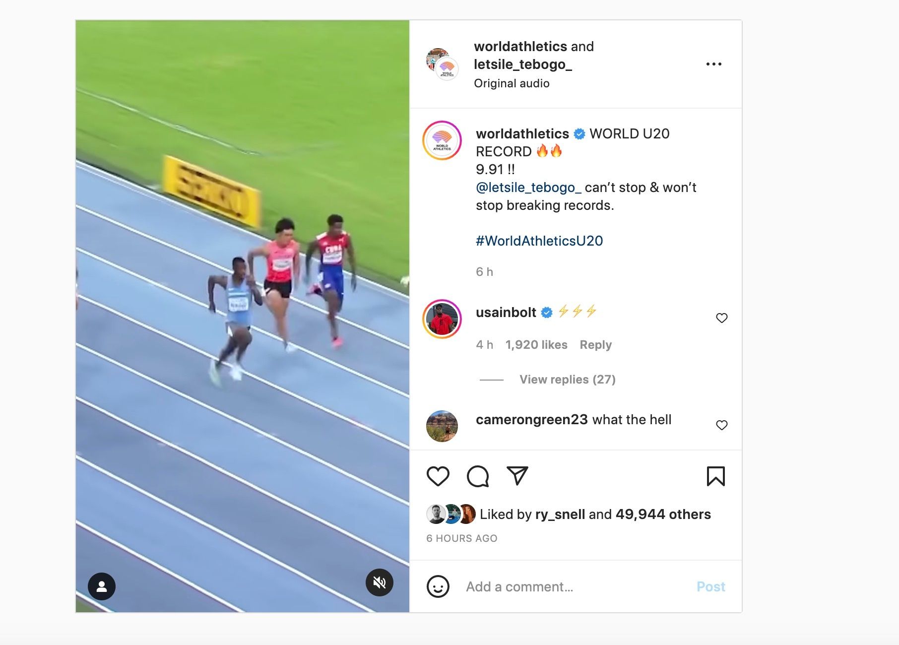 Letsile Tebogo: Usain Bolt loved his confident celebration while breaking U20 100m WR