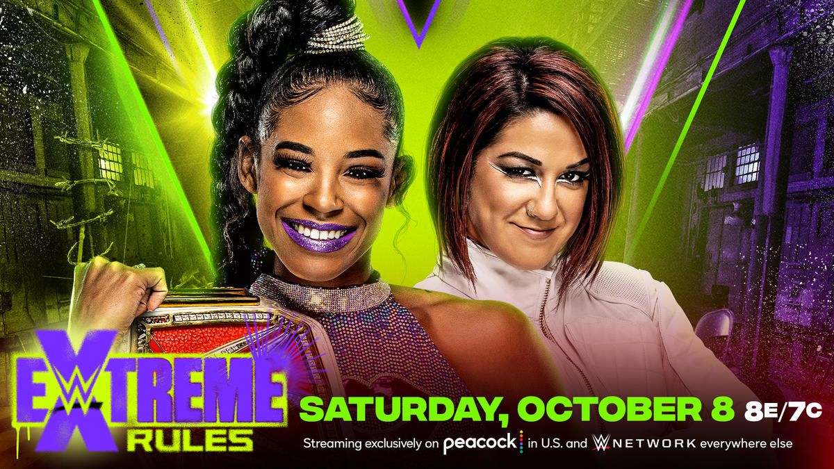 Official poster for Bianca Belair vs Bayley WWE Extreme Rules 2022